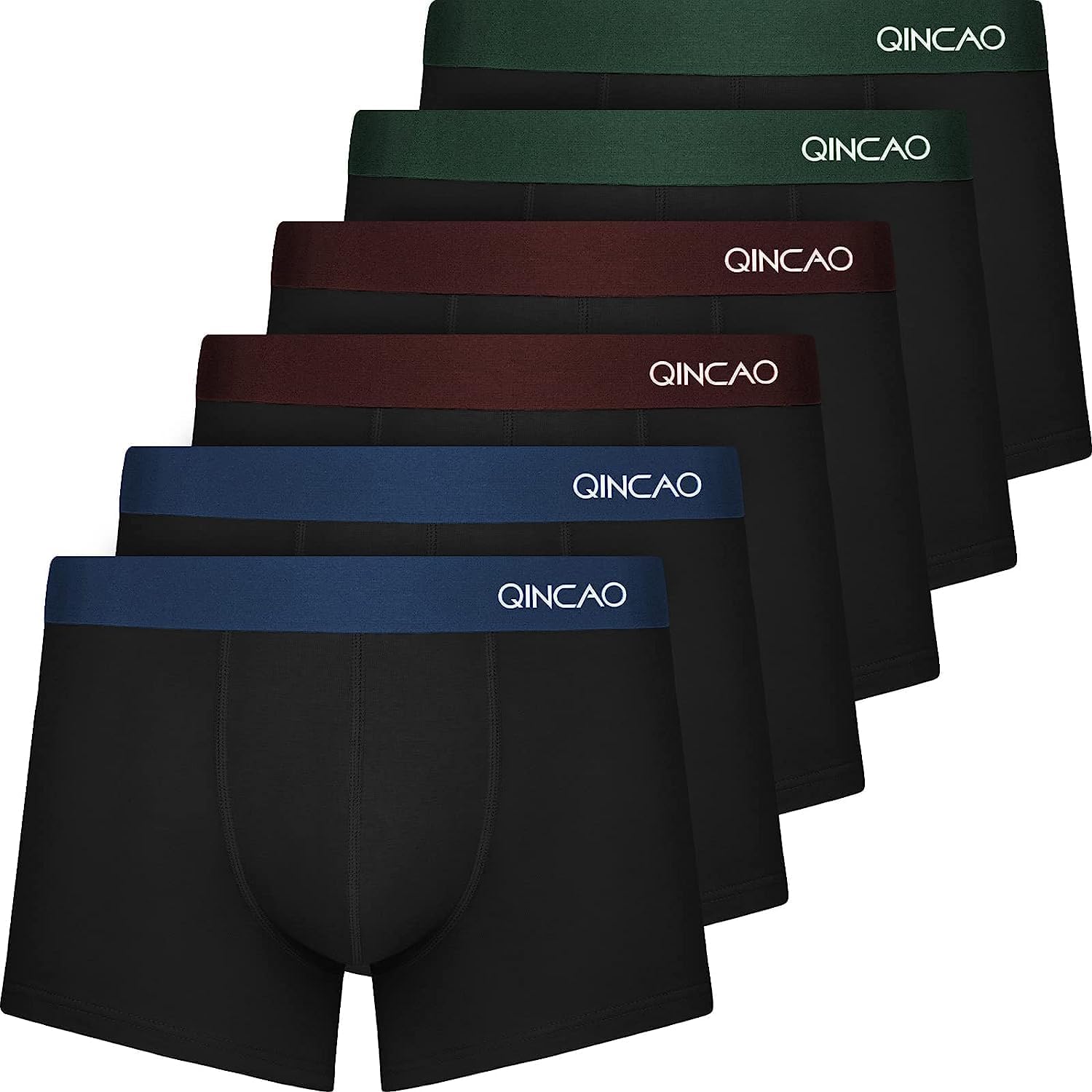 QINCAO Boxer Shorts Mens 6 Pack, No Itchy Labels, Cotton Underwear Retro Trunks,...