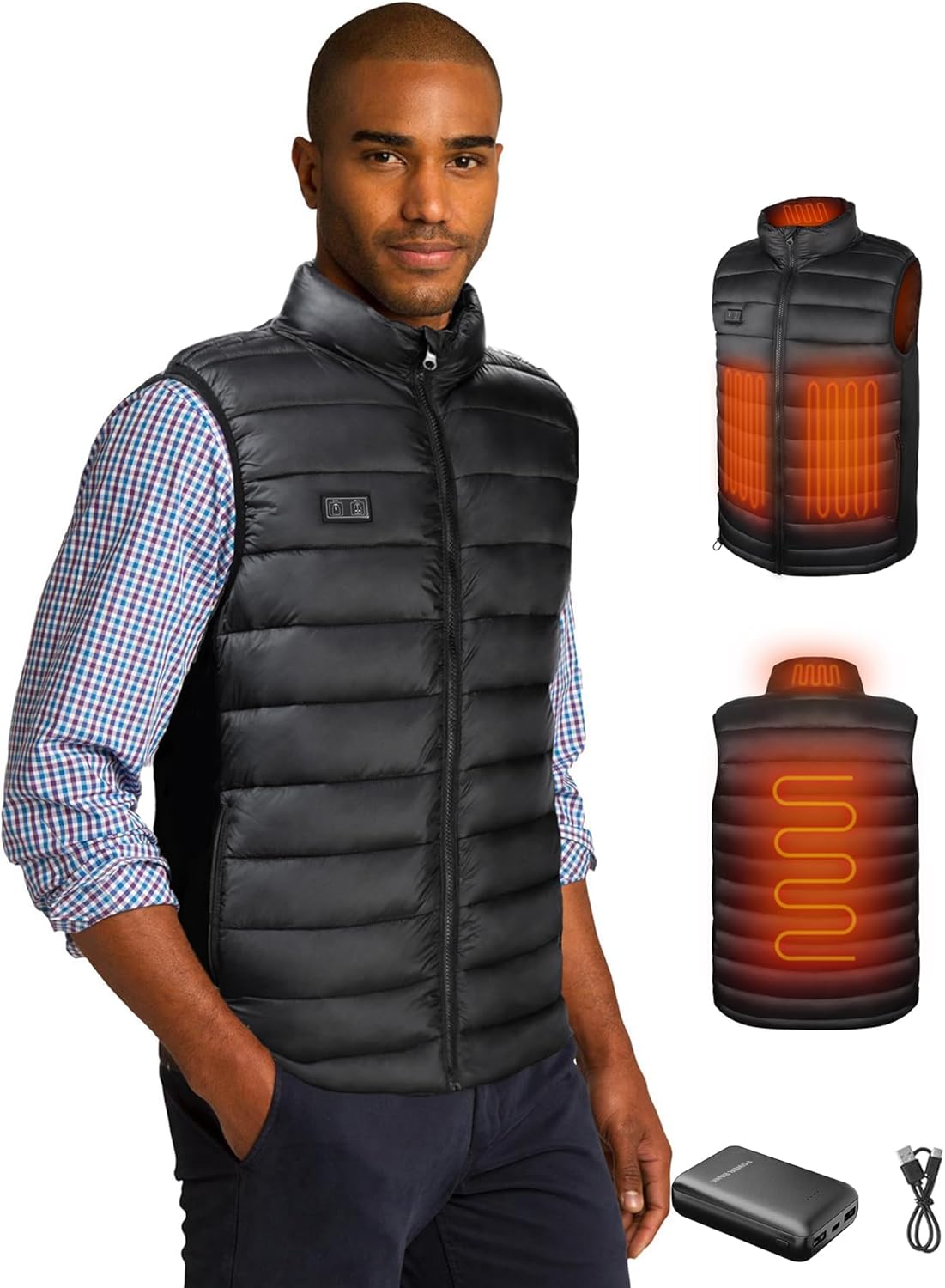 Loowoko Heated Gilet for Men with 10000mah power bank, Lightweight Heated Vest T...