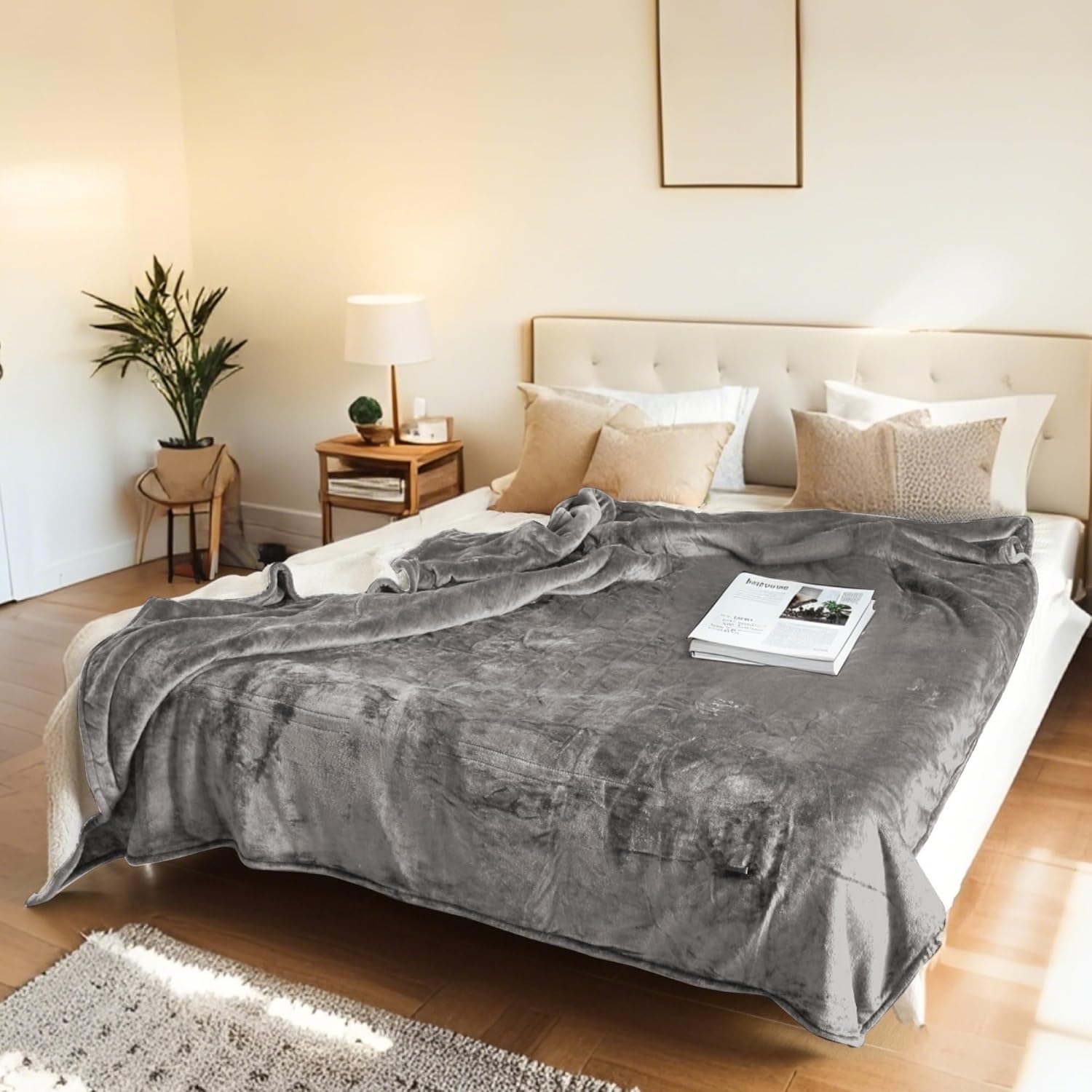 Electric Heated Blanket 72"x84" Full Size - Flannel & Sherpa Fabric Dual-Sided,...