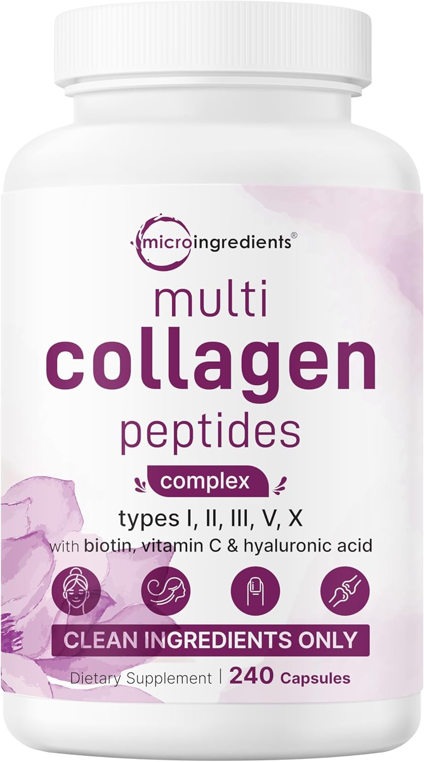 Micro Ingredients Multi Collagen Pills for Women & Men, 240 Capsules | Type I, I...
