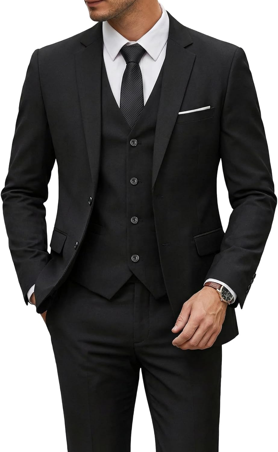 High-Quality YND Men's 3 Piece Suit Set, Elegant Suit for Men with Tie, Stylish...