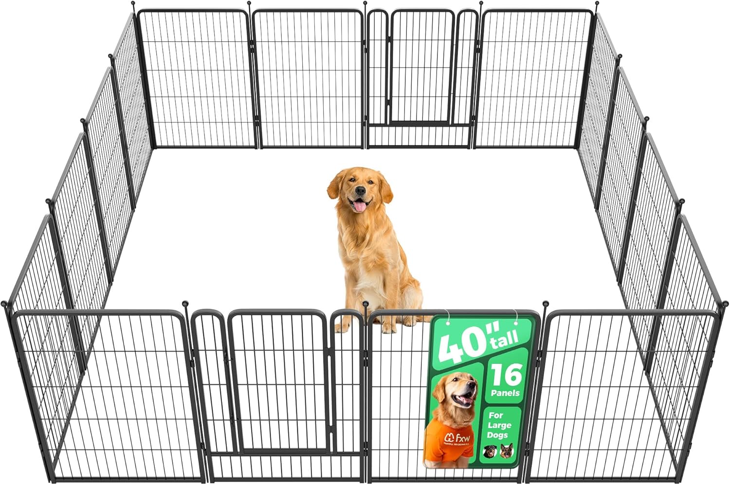 FXW Rollick Unleashed Dog Playpen for Indoor, Yard, RV Camping, 40 inch 16 Panel...