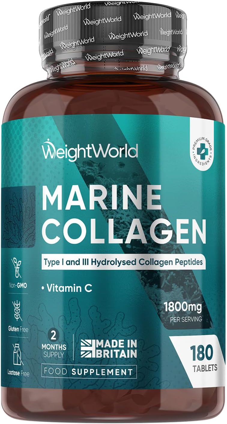 Hydrolysed Marine Collagen Tablets 1800mg - 2 Months Supply - Type I & III Pepti...