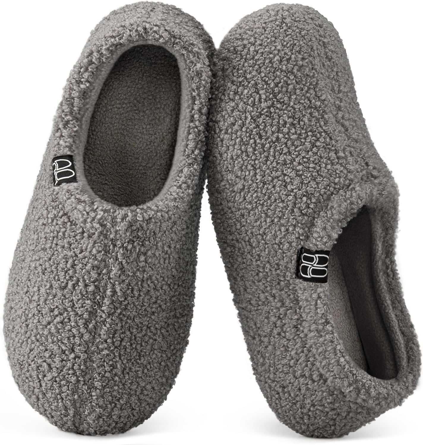 HomeTop Women's Fuzzy Curly Fur Memory Foam Loafer Slippers with Polar Fleece Li...