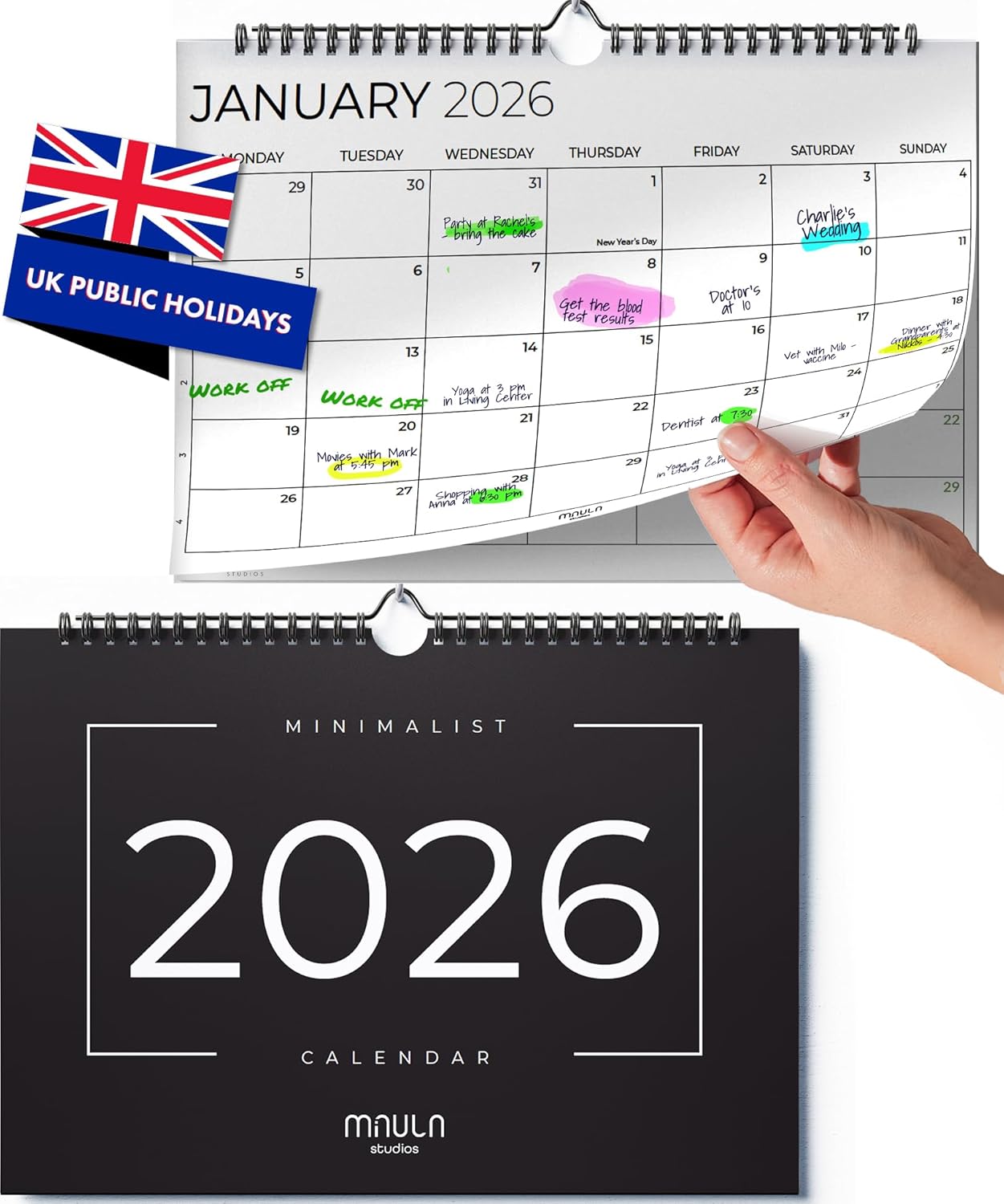 2026 Calendar UK – Family Planner Calendar 2026-12 Months to View Calendar (Janu...