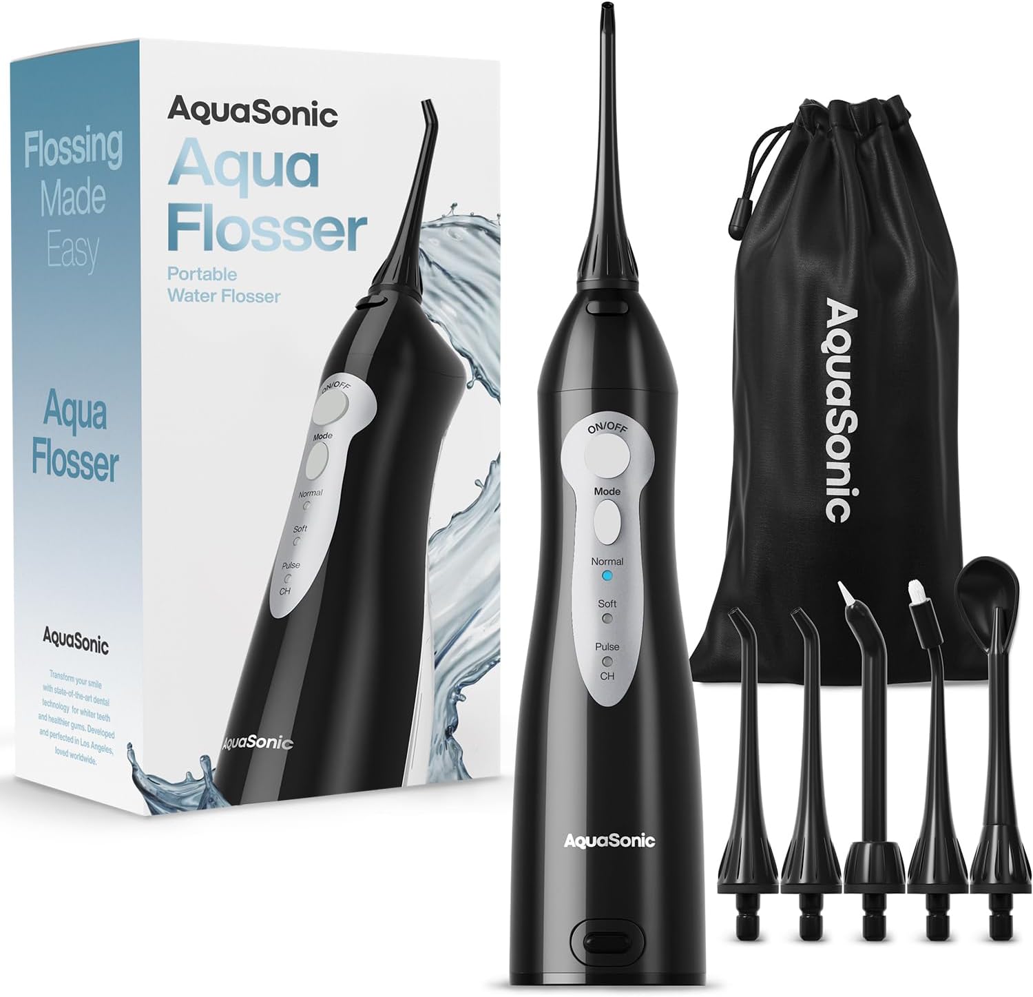 AquaSonic Aqua Flosser - Cordless Rechargeable Water Flosser for Teeth - Waterpr...