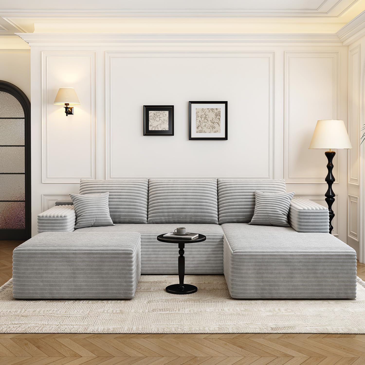 107.5" Cloud Modular Sectional Couch with 1 Ottoman,Modern Minimalist Upholstere...