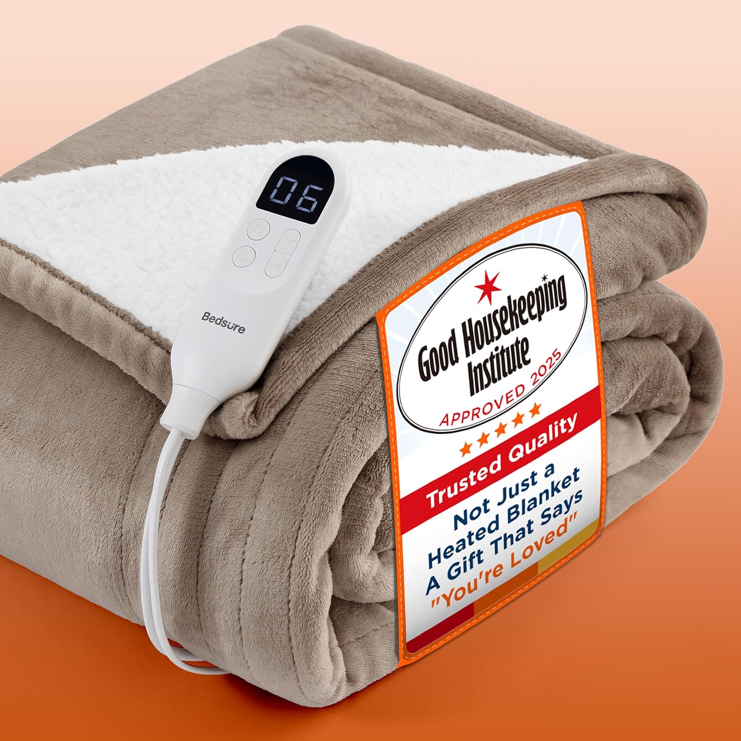 High-Quality Bedsure Electric Blanket, Unique Heated Throw with 6 Heat Levels, R...