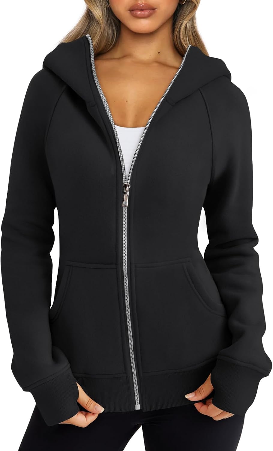 Trendy Queen Womens Zip Up Hoodies Fleece Jackets Oversized Sweatshirts Fall Fas...