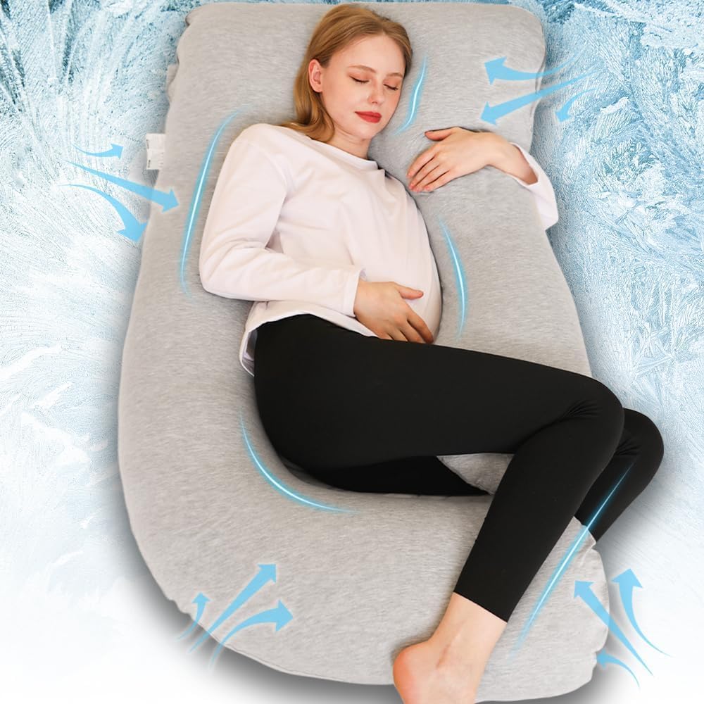 Essential Chilling Home J-Shaped Pregnancy Pillow, Unique Pregnancy Pillow with...
