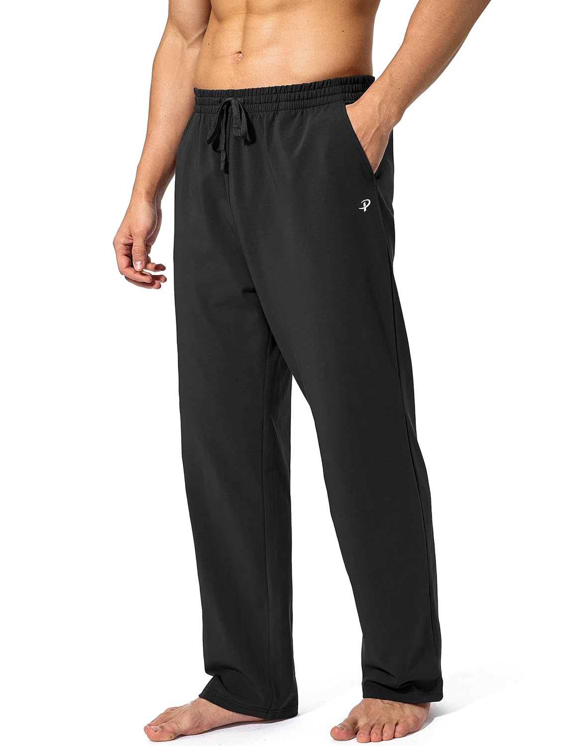 Pudolla Men's Cotton Yoga Sweatpants Athletic Lounge Pants Open Bottom Casual Je...