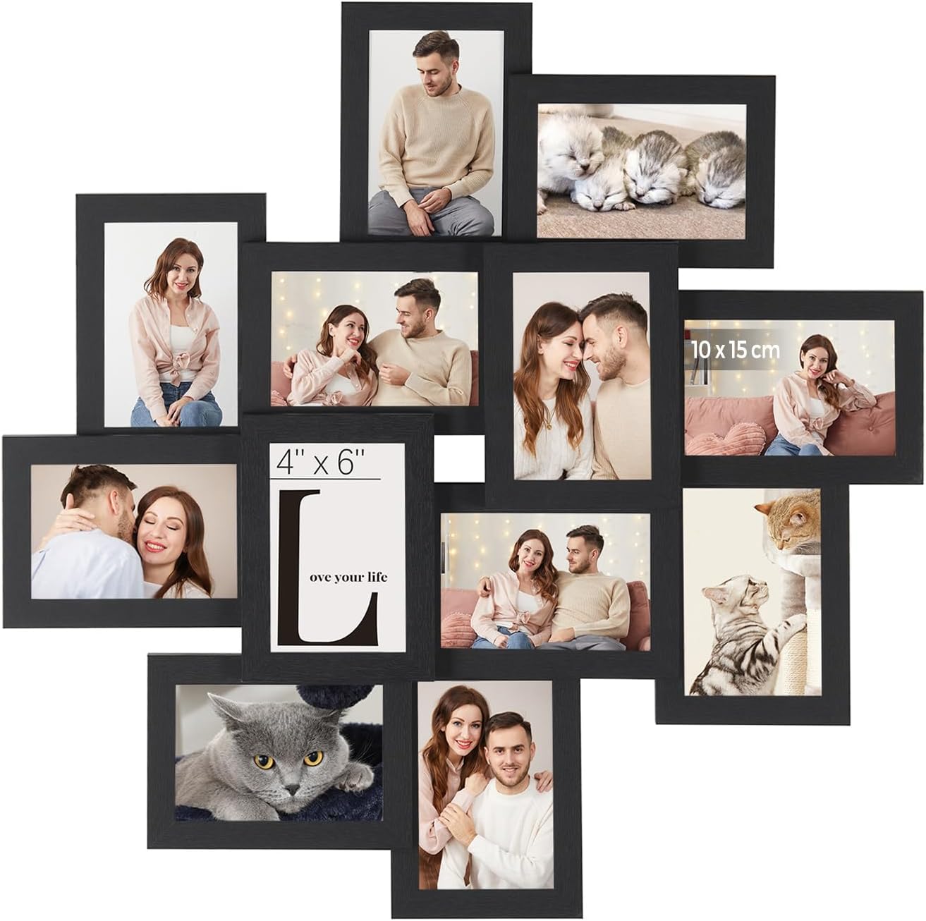 SONGMICS Picture Frame Collage for 12 Photos in 4x6, Picture Frames, Photo Frame...