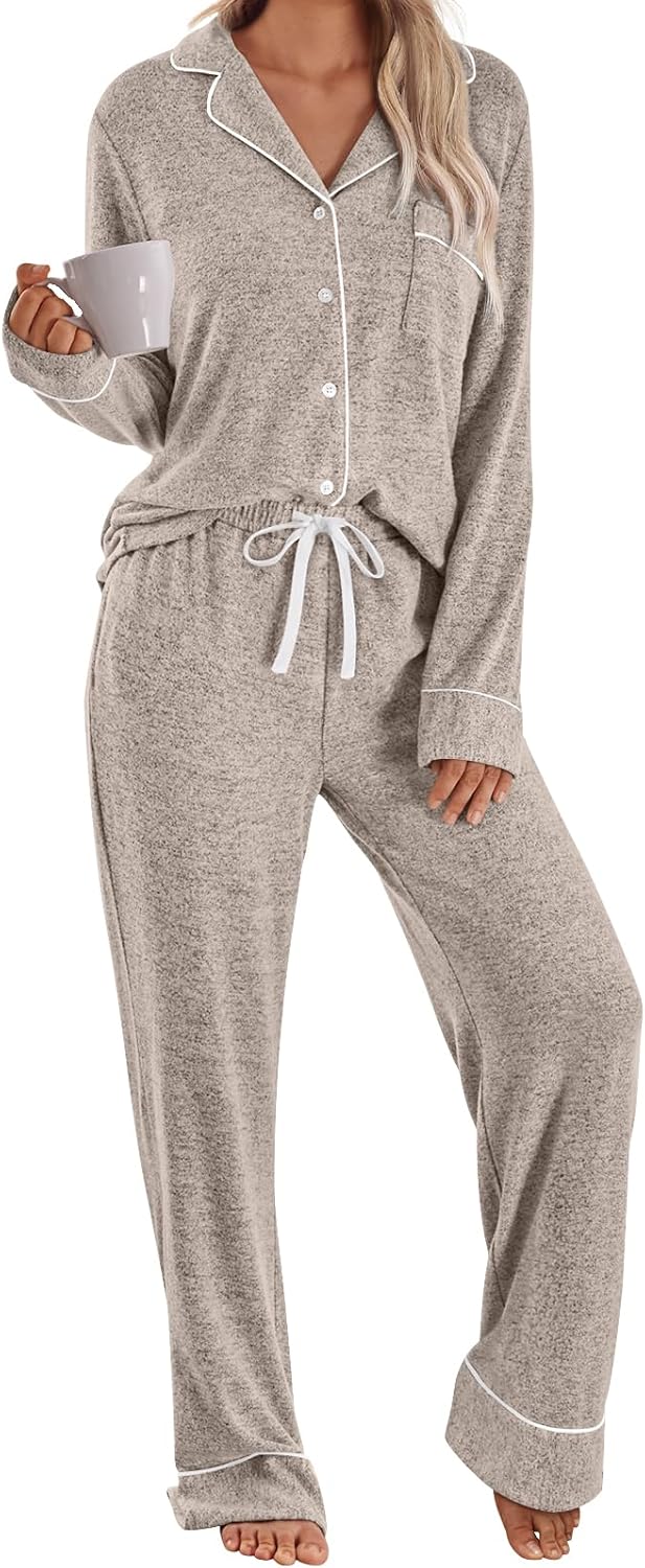 High-Quality LILLUSORY Women's Pajama Set, Special Pajama Set with Long Sleeve,...