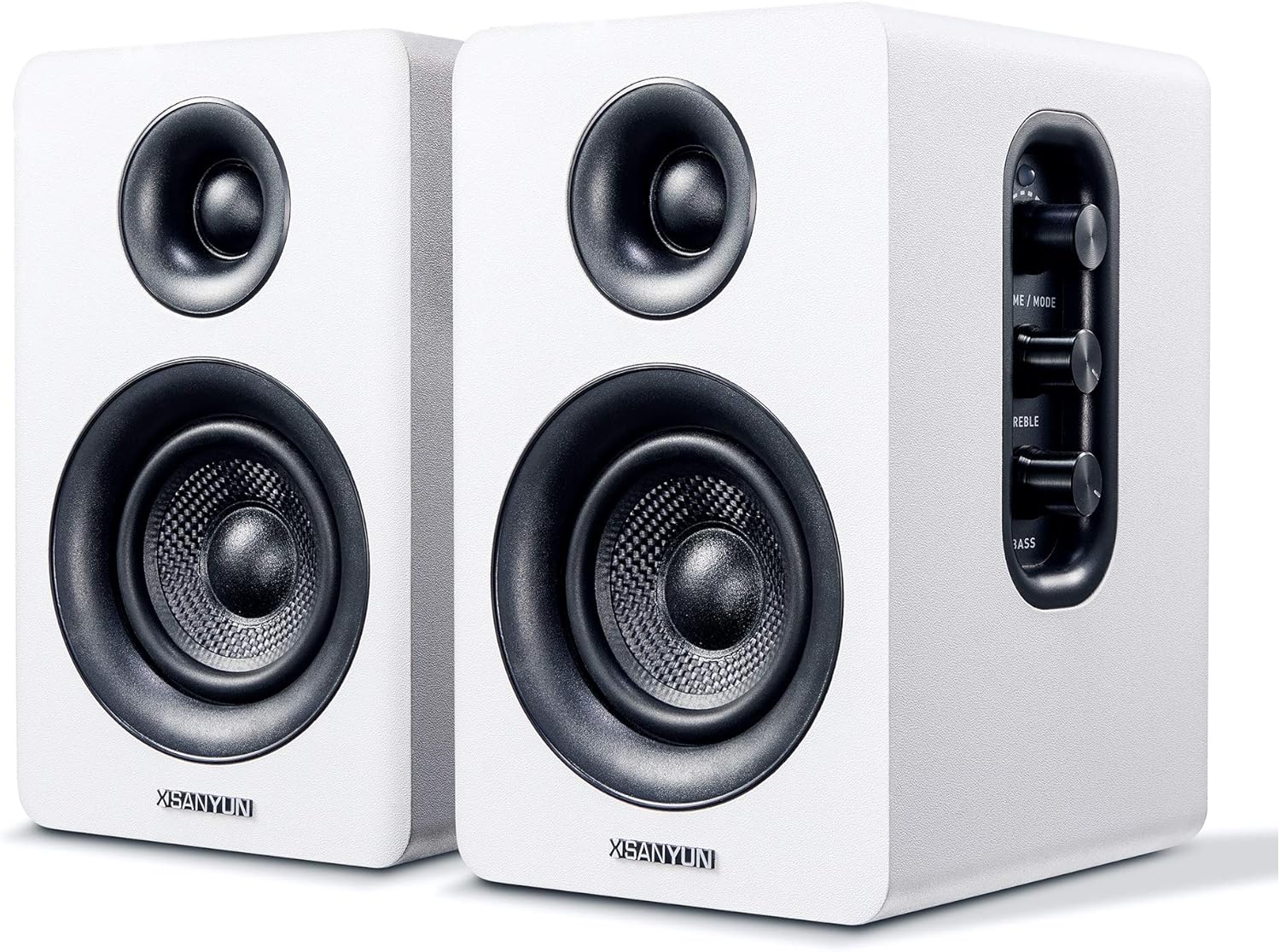 Sanyun SW208 3" Active Bluetooth 5.0 Bookshelf Speakers – 60W Carbon Fiber Unit...