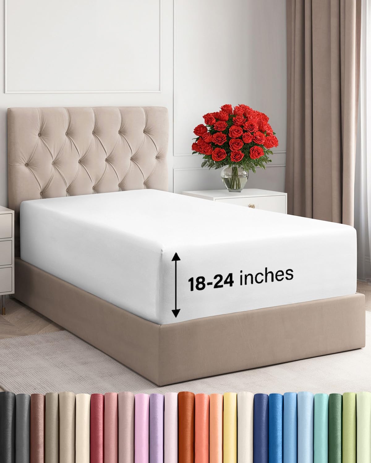 Extra Deep Twin XL Fitted Sheet, Luxury Fitted Sheet for Hotel Use, Affordable S...