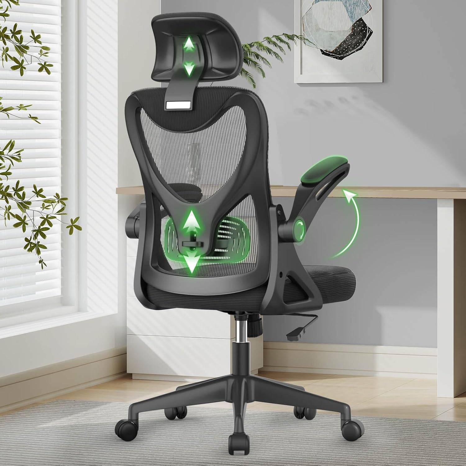 Office Chair - Ergonomic Desk Chair with Lumbar Support Headrest Adjustable, Pad...