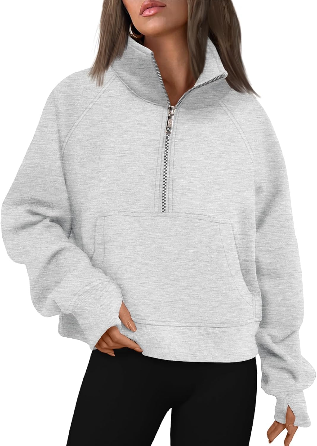 AUTOMET Womens Sweatshirts Half Zip Cropped Pullover Fleece Quarter Zipper Hoodi...