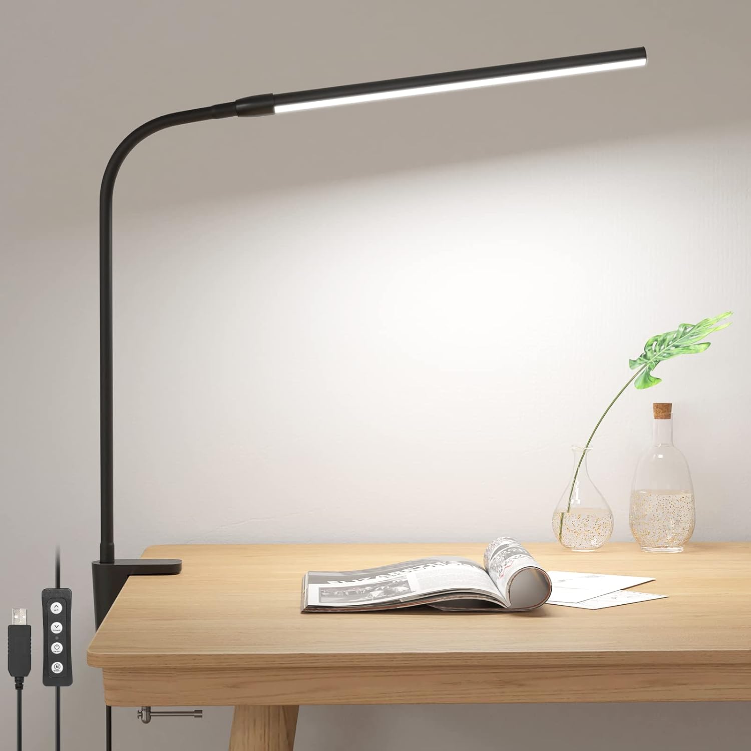 Lepro Desk Lamp Clamp, Eye Caring Desk Light, 5W 460lm, Dimmable LED Desk Lamp,...