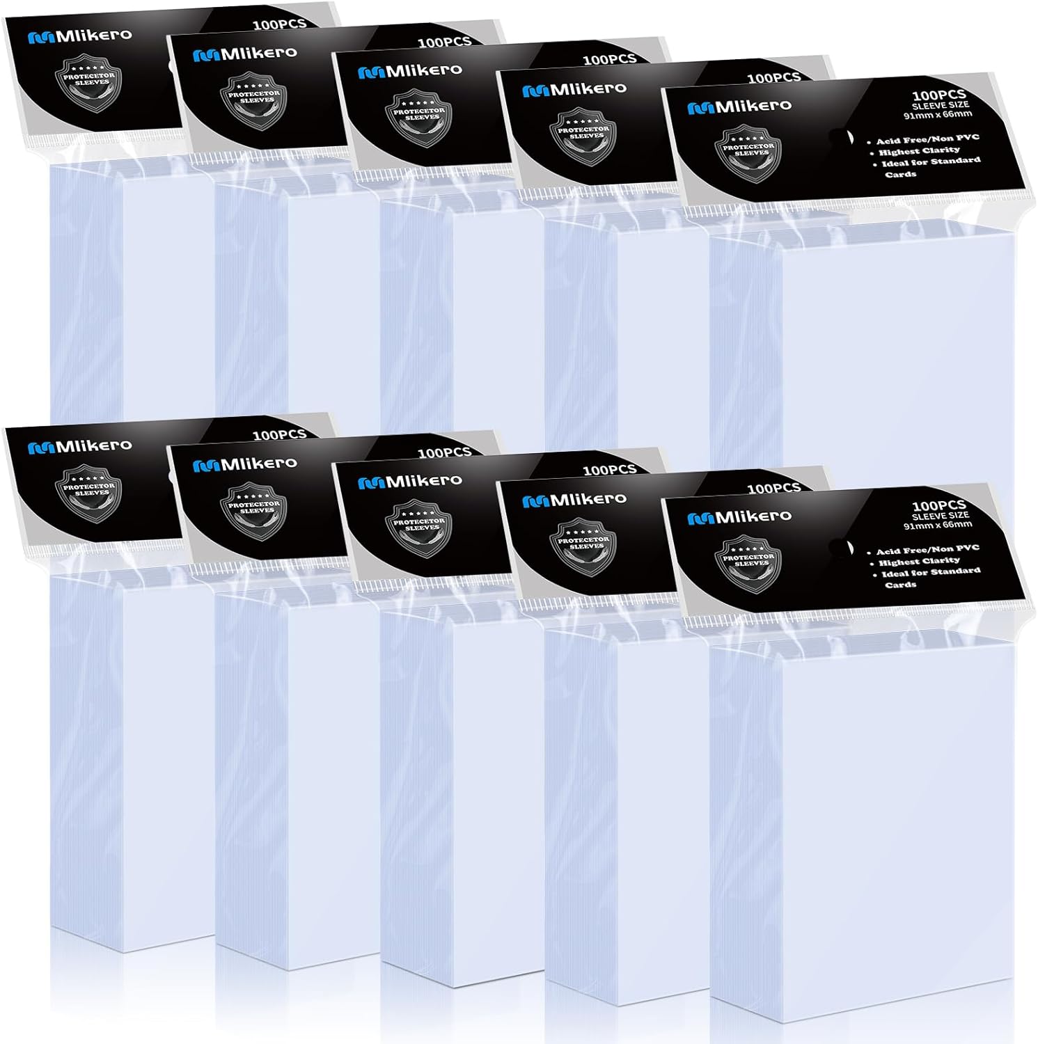 Mlikero 1000 Pcs Clear Card Sleeves, Standard Size Trading Card Sleeves Cards Pr...