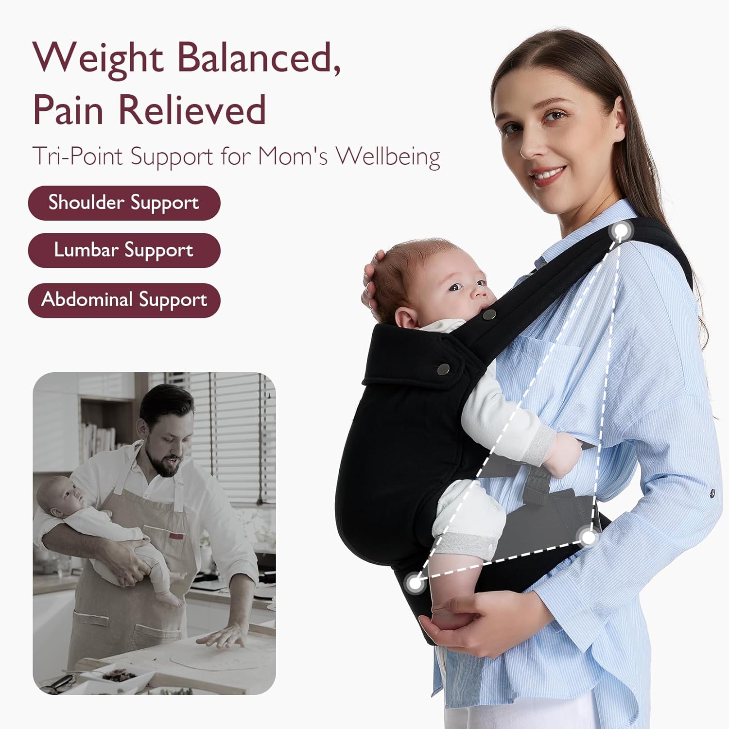 Momcozy Baby Carrier - Ergonomic, Cozy and Lightweight Carrier for 7-45lbs, Effo...