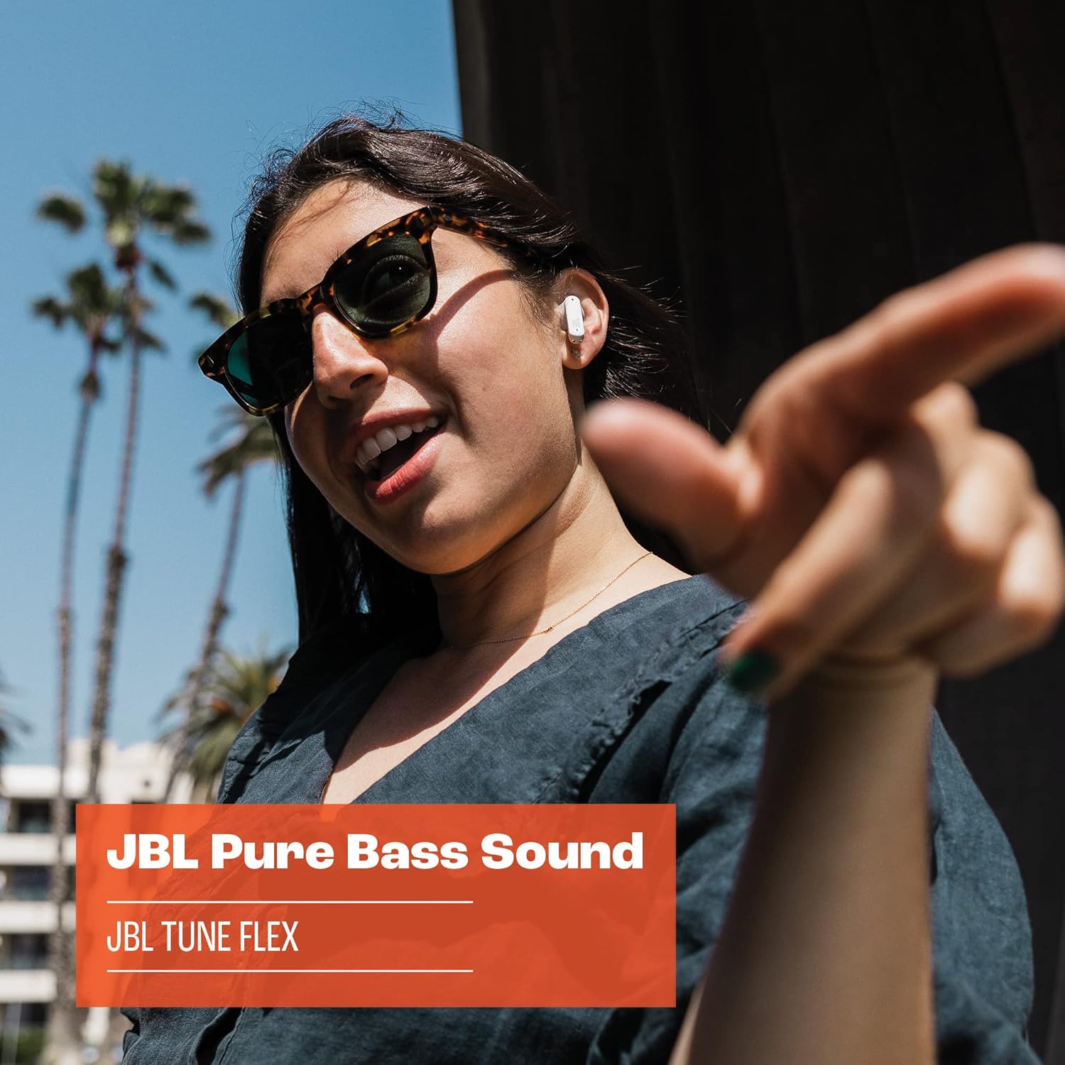 JBL Tune Flex - True Wireless Noise Cancelling Earbuds (Black), Small Black Smal...