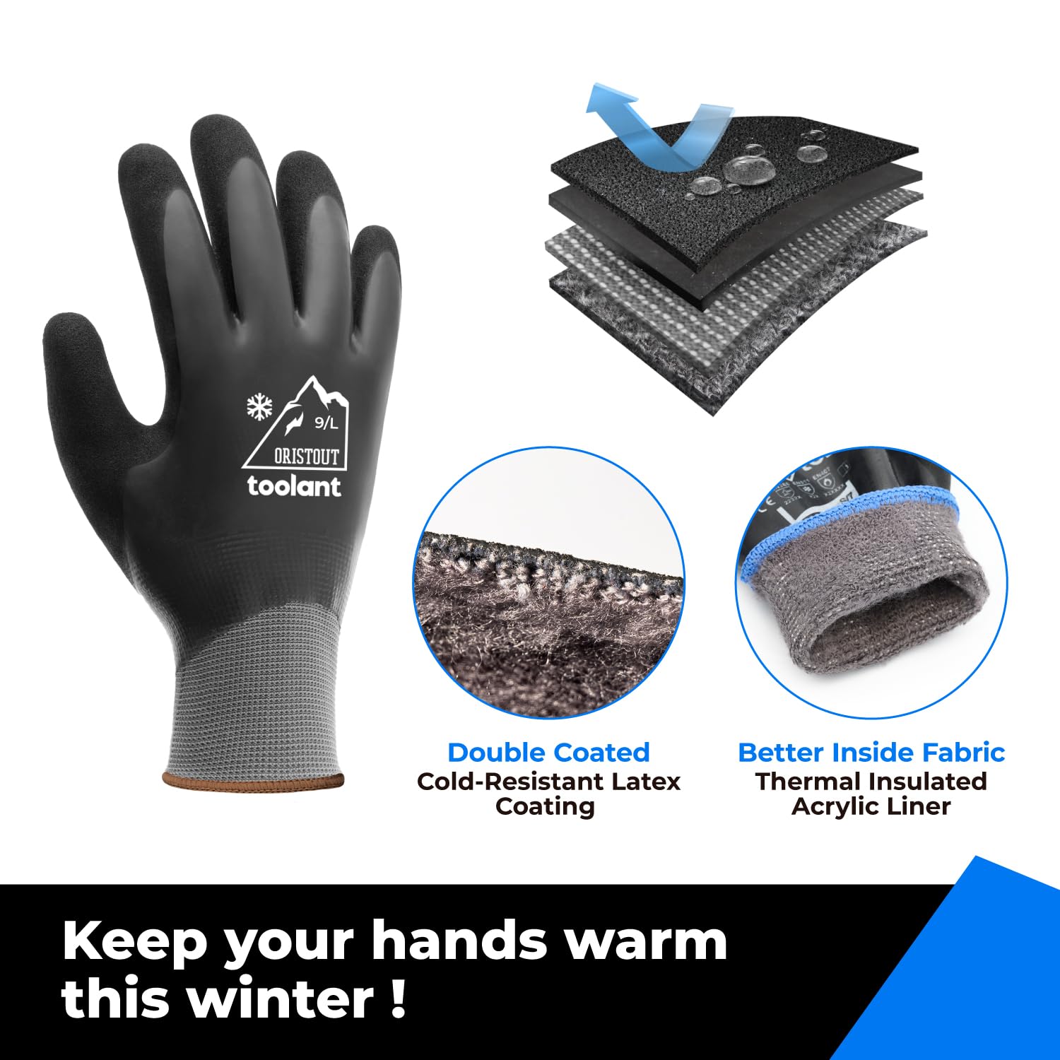 Waterproof Winter Work Gloves for Men and Women, Touchscreen, Freezer Gloves, Th...