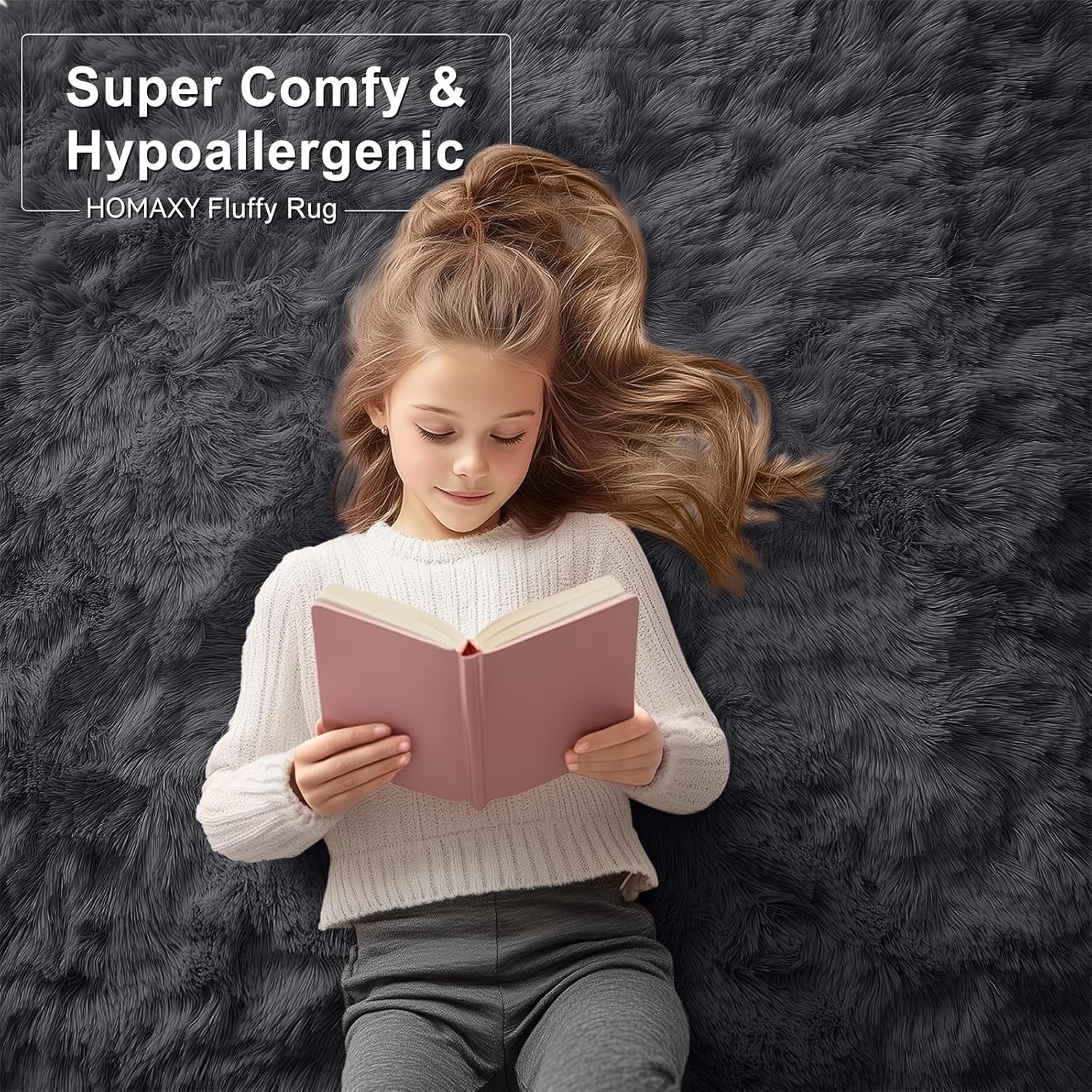 Homaxy Fluffy Shaggy Rugs Living Room, Large Anti Slip Carpet, Machine Washable...