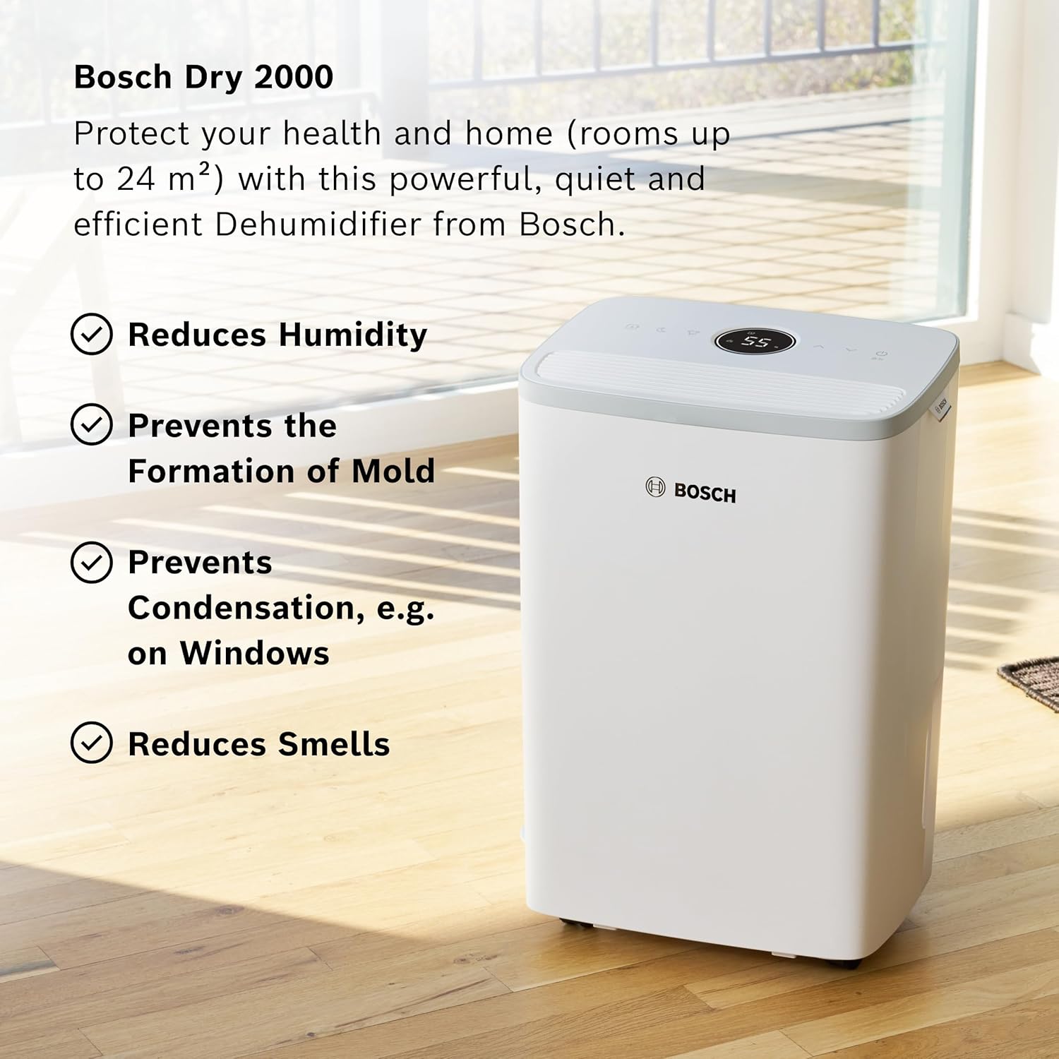 Bosch Dry 2000 Dehumidifier, Special Dehumidifier for Easy and Efficient Use, In...