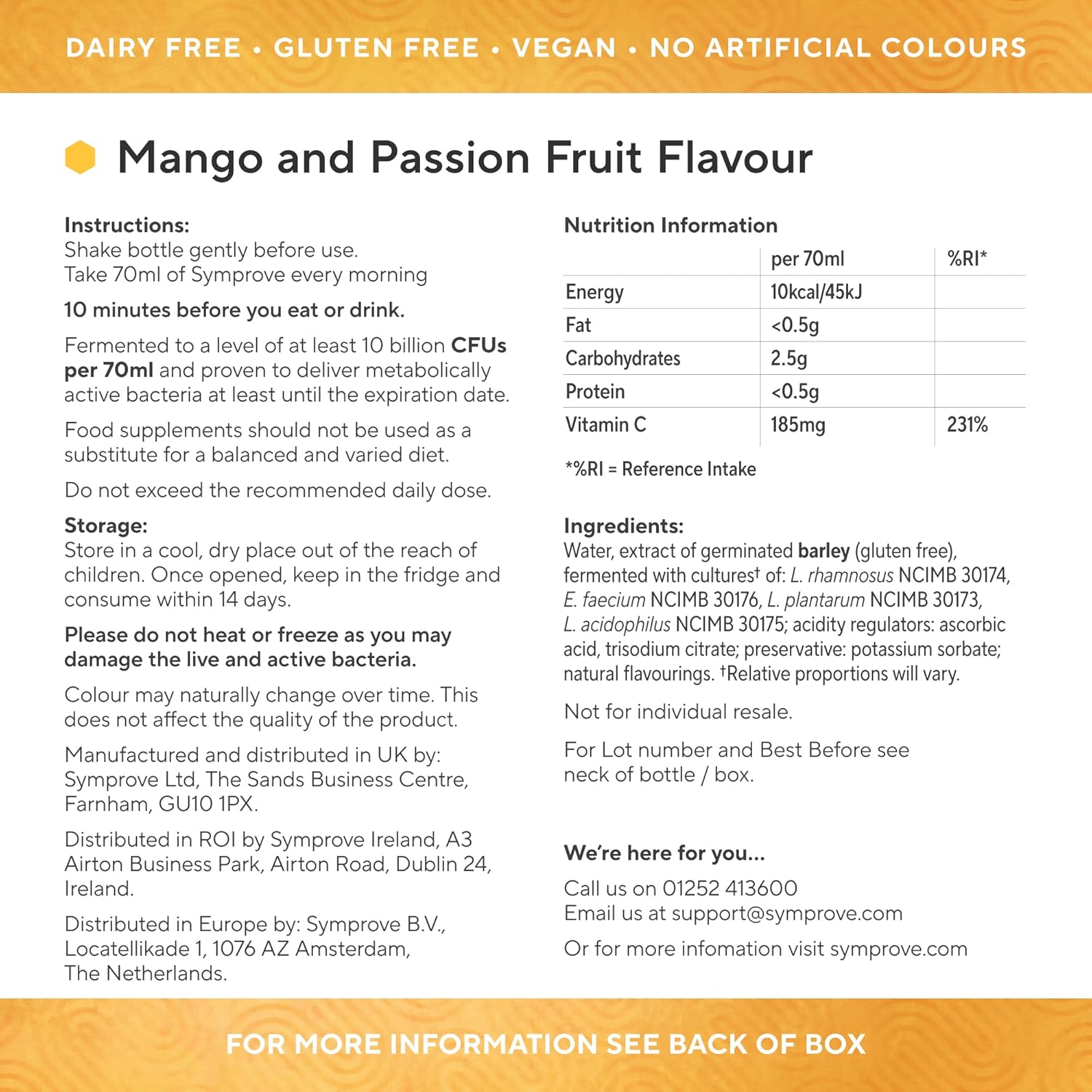 Symprove Probiotic, Mango & Passionfruit Flavour, Fermented to a Level of at Lea...