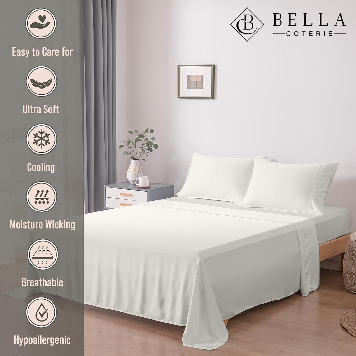Special Bella Coterie Luxury Bamboo Sheet Set, Unique Cal King Size Sheet for 10...