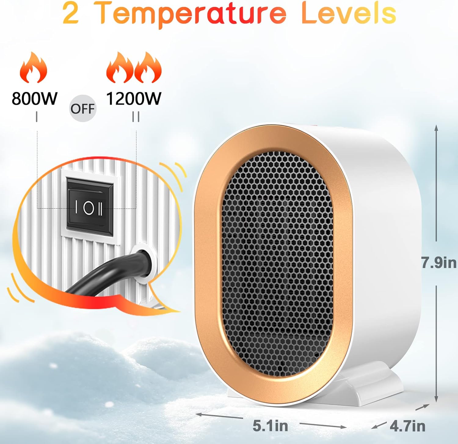 Electric Heater, Heaters for Home, 1200W Energy Efficient Space Silent Room Heat...