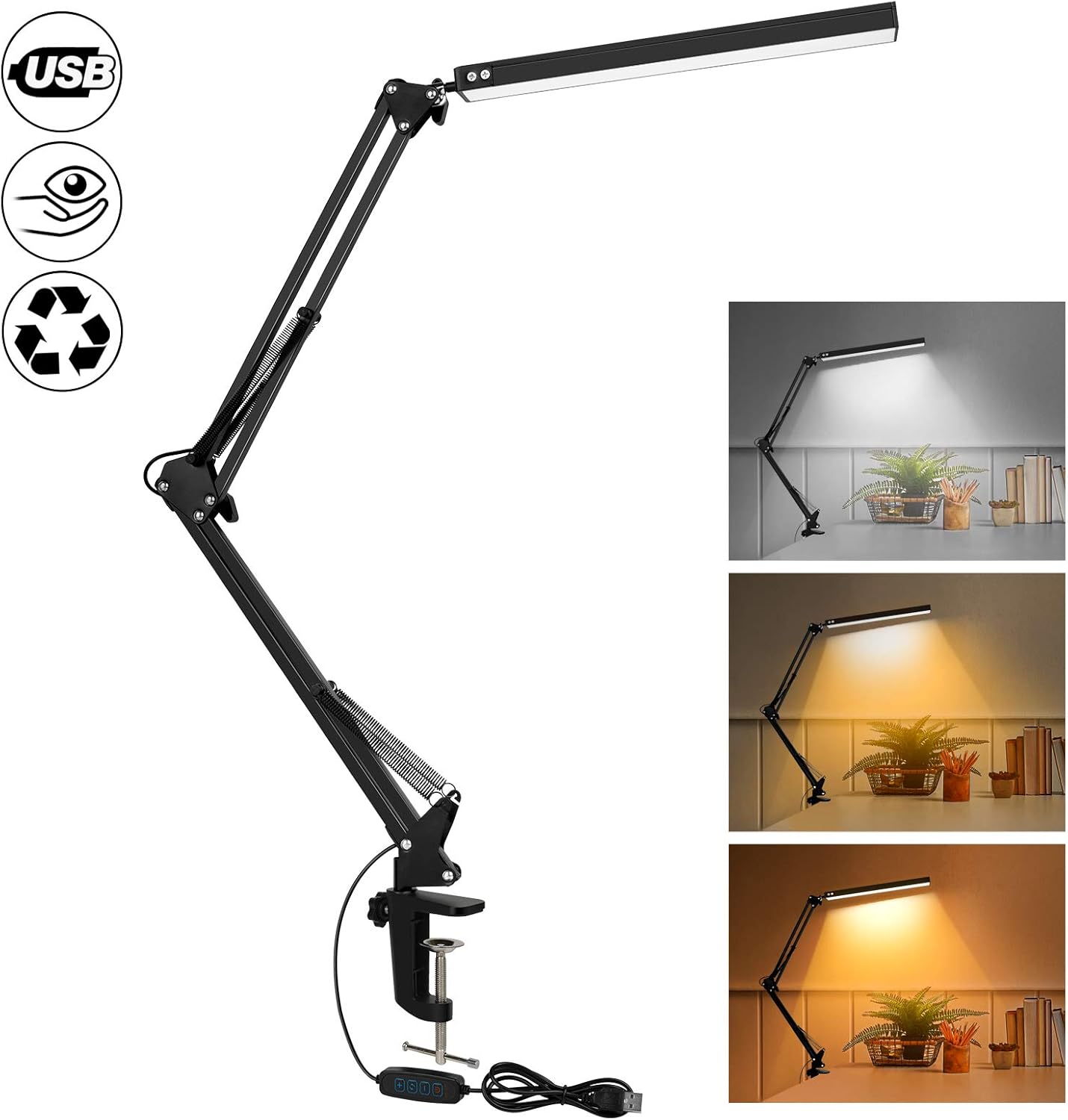 SKYLEO LED Desk Lamp with Clamp - LED Desk Light for Office - 3 Color Modes X 10...