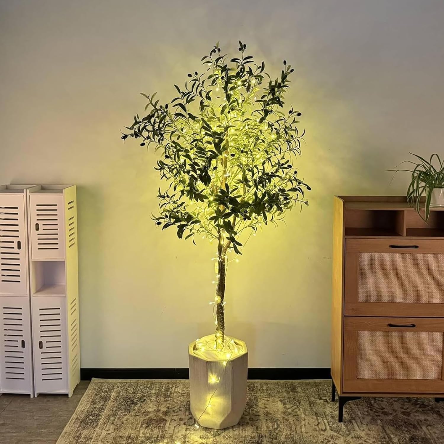 YOLEO 5FT Artificial Olive Tree Faux Silk Olive Plant with Lifelike Leaves Fake...