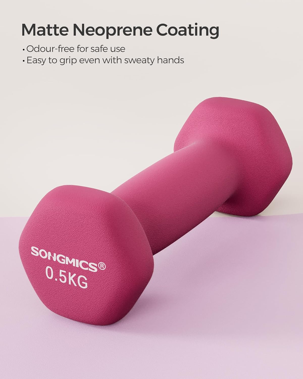 SONGMICS Dumbbells Set of 2 Dumbbells Hexagon Neoprene Coating Strength Training...