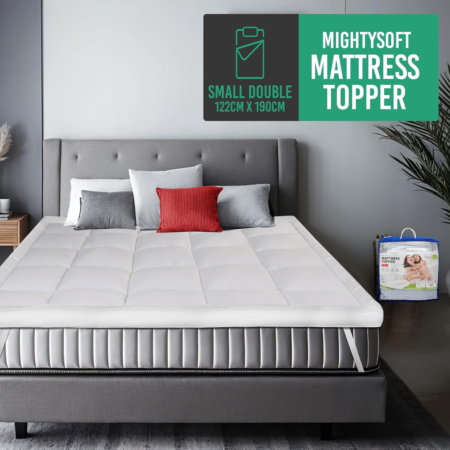 MightySoft Mattress Topper, Special Small Double Mattress Topper for Extra Deep...