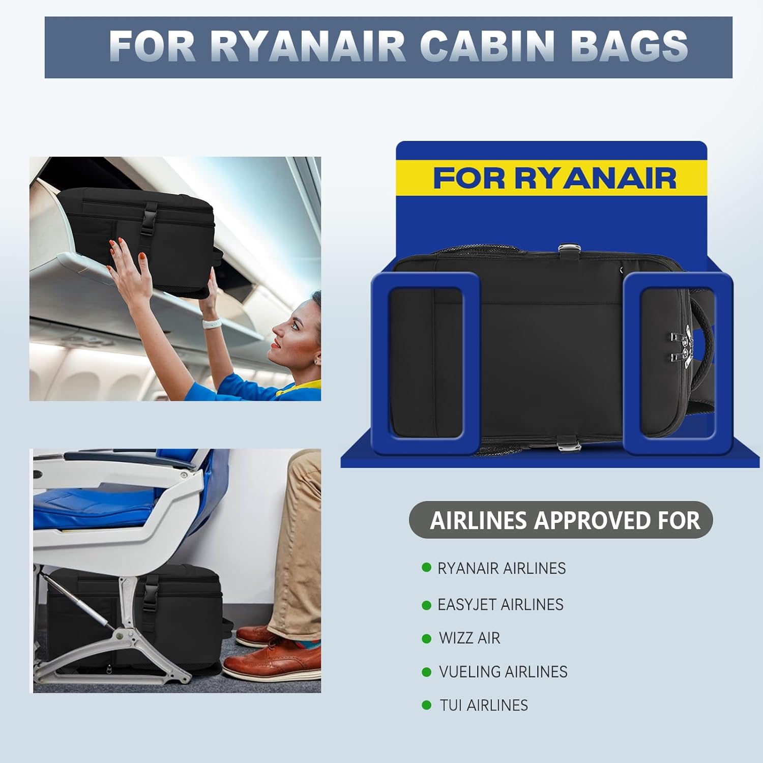 Lossga for Ryanair Cabin Bags 40x30x20 Underseat Carry-ons Travel Backpack with...