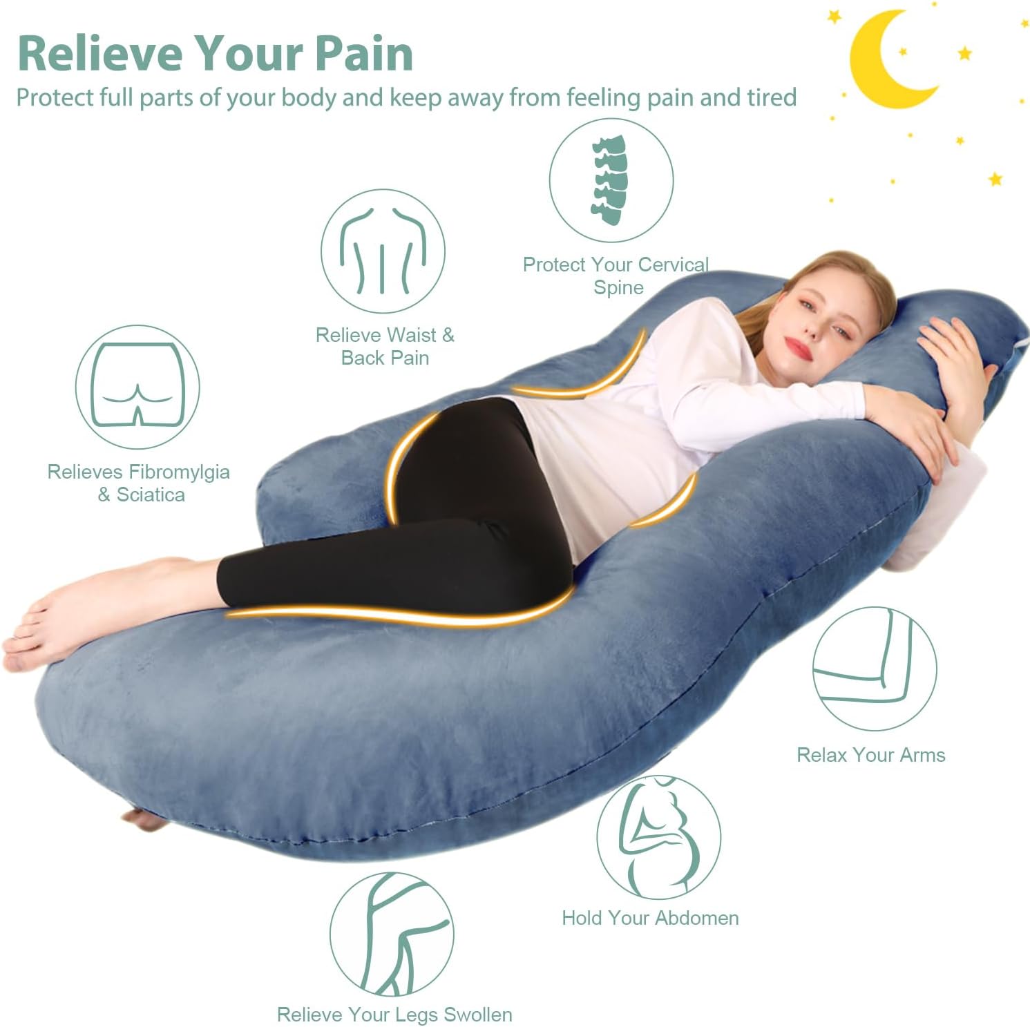 Chilling Home Pregnancy Pillow, 55 inches Maternity Pillow for Pregnant Women, C...