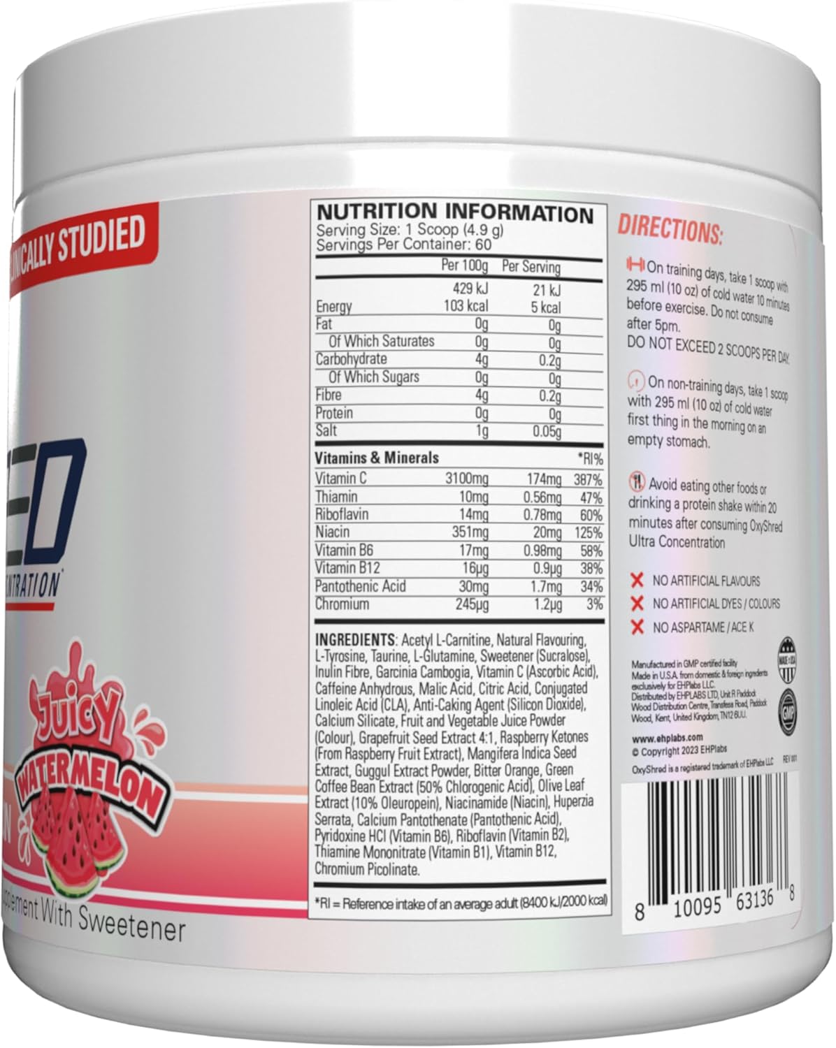 EHPlabs OxyShred Thermogenic Pre Workout Powder & Shredding Supplement - Clinica...