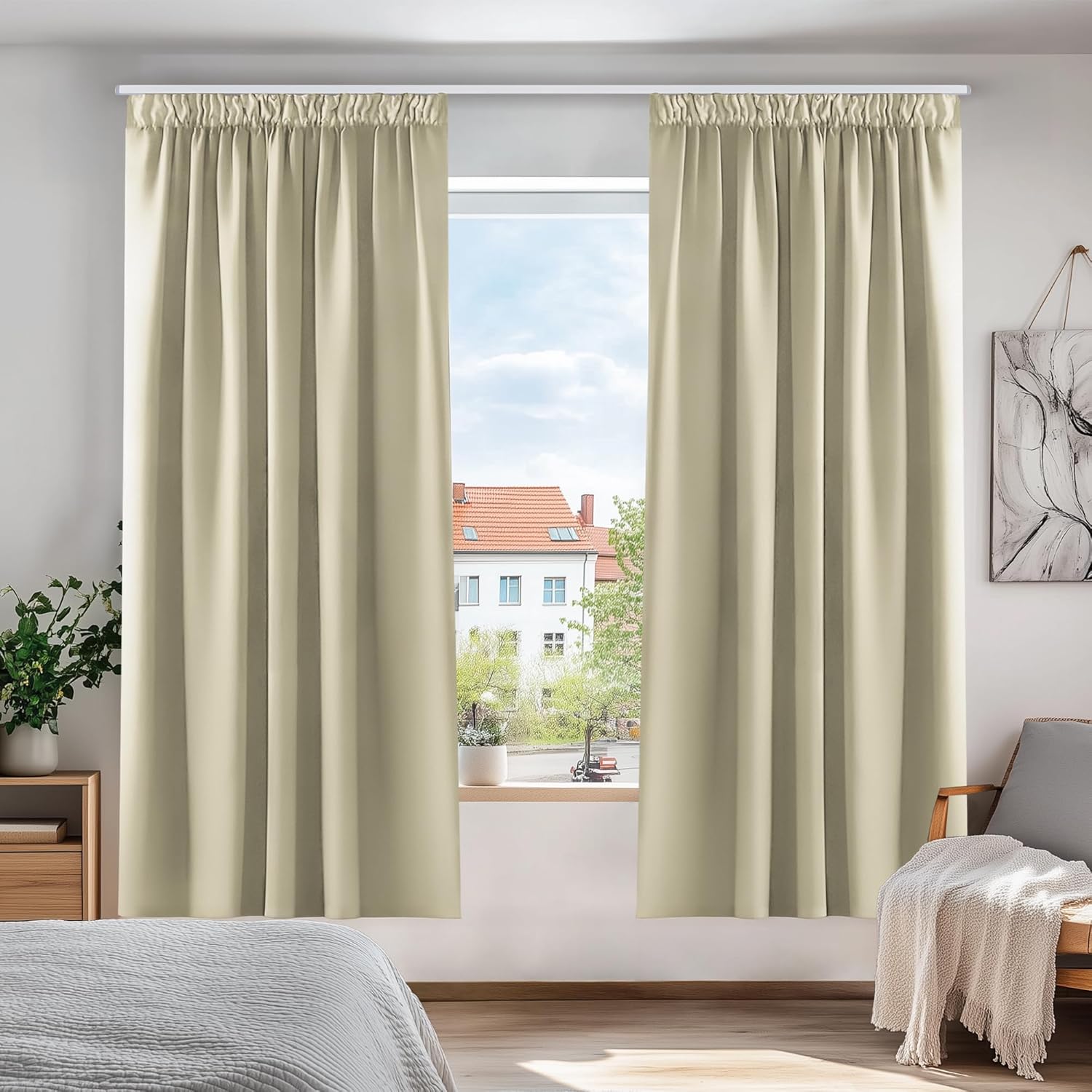 Premium Deconovo Pencil Pleat Curtains, Super Soft Thermal Insulated Curtains, R...