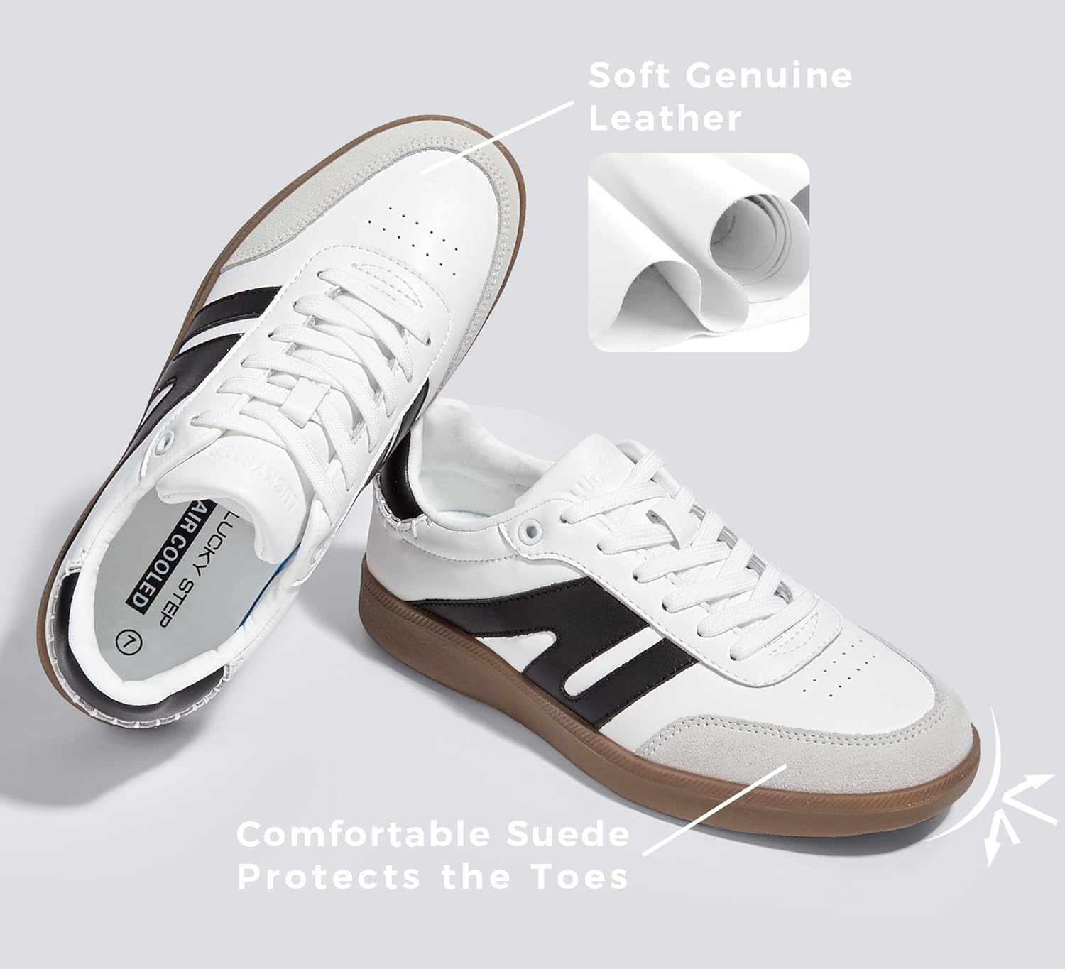 LUCKY STEP Women Classic Sneakers, Special Retro Gum Sole Fashion Footwear, High...