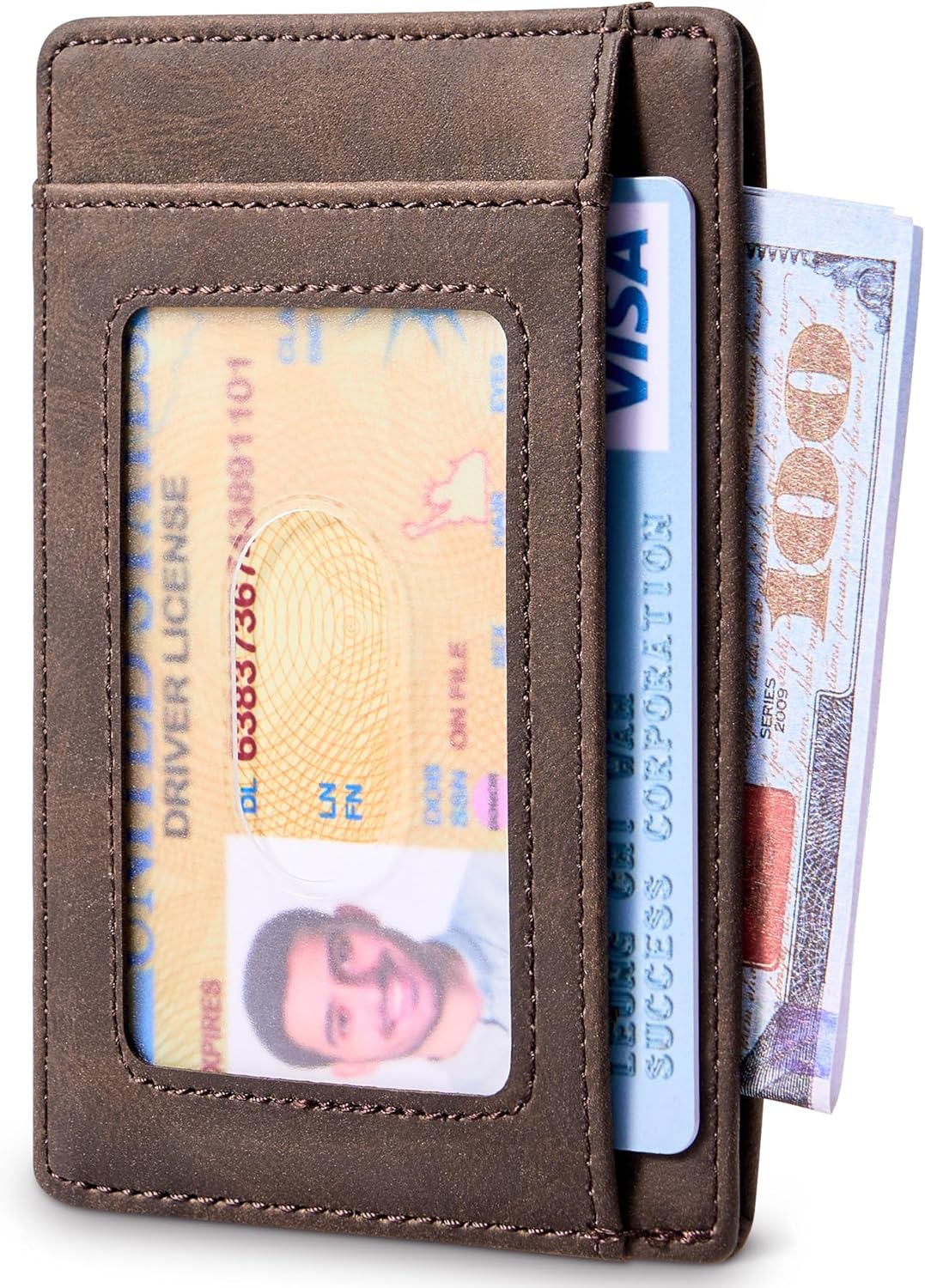 Travelambo Slim Wallet Front Pocket Minimalist Leather RFID Blocking Medium Size...