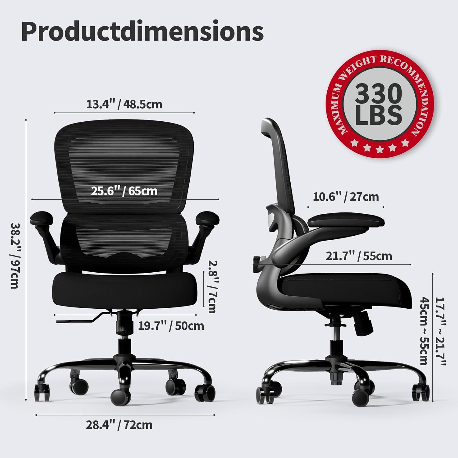 TRALT Office Chair - Ergonomic Desk Chair with Adjustable Lumbar Support, Mesh C...