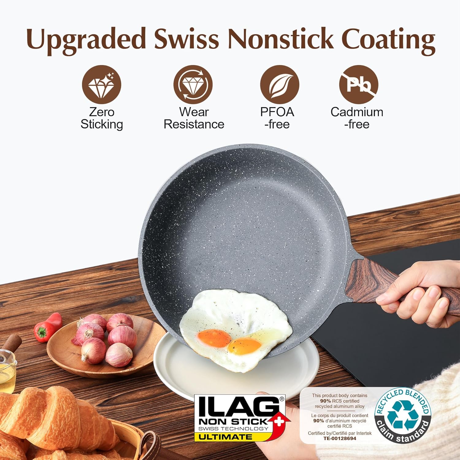 SENSARTE Nonstick Frying Pan Skillet, Swiss Granite Coating Omelette Pan, Health...