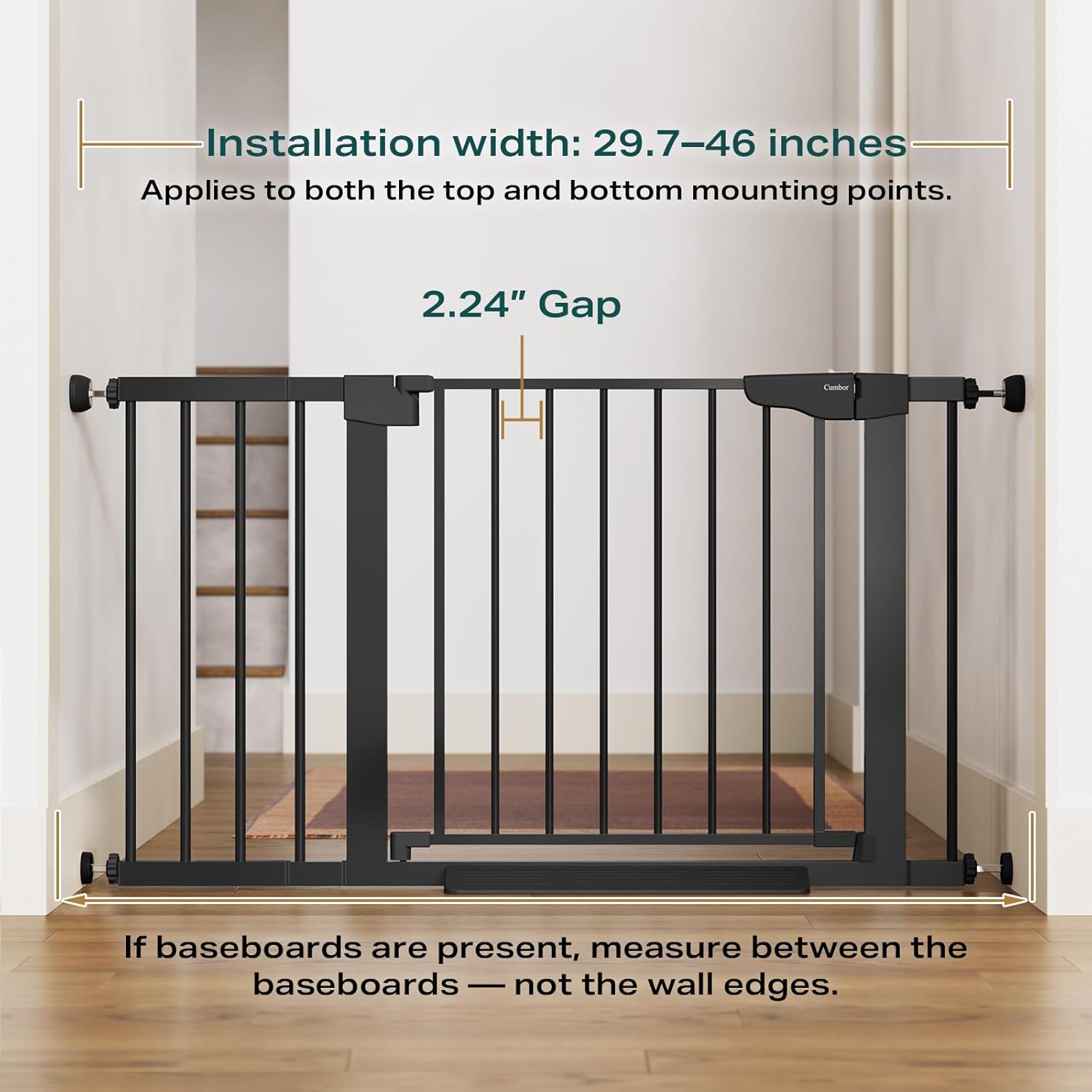 Cumbor 29.7-46" Baby Gate for Stairs, Mom's Choice Awards Winner-Auto Close Dog...
