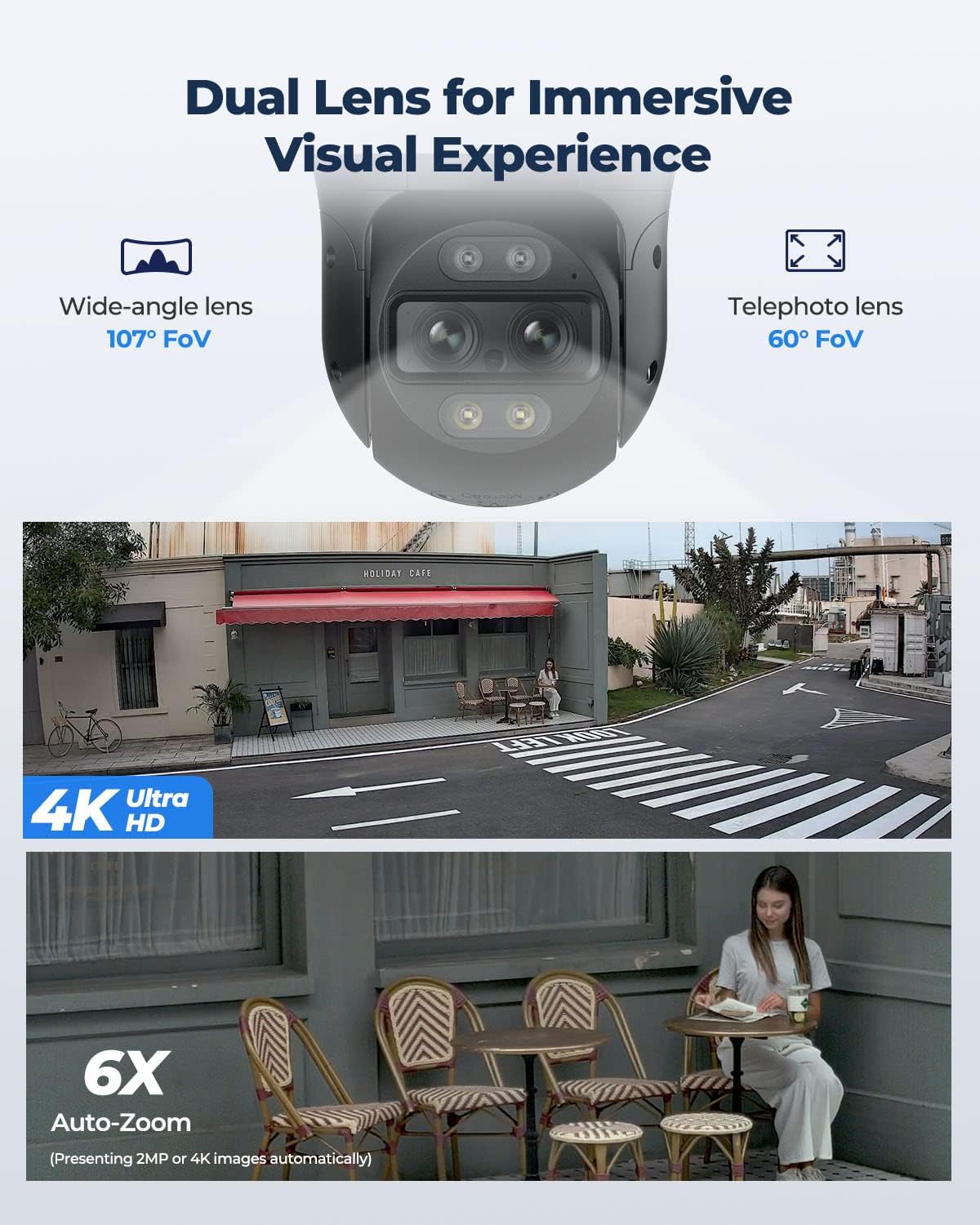 Reolink 4K PTZ Dual-Lens PoE Security Camera Outdo...