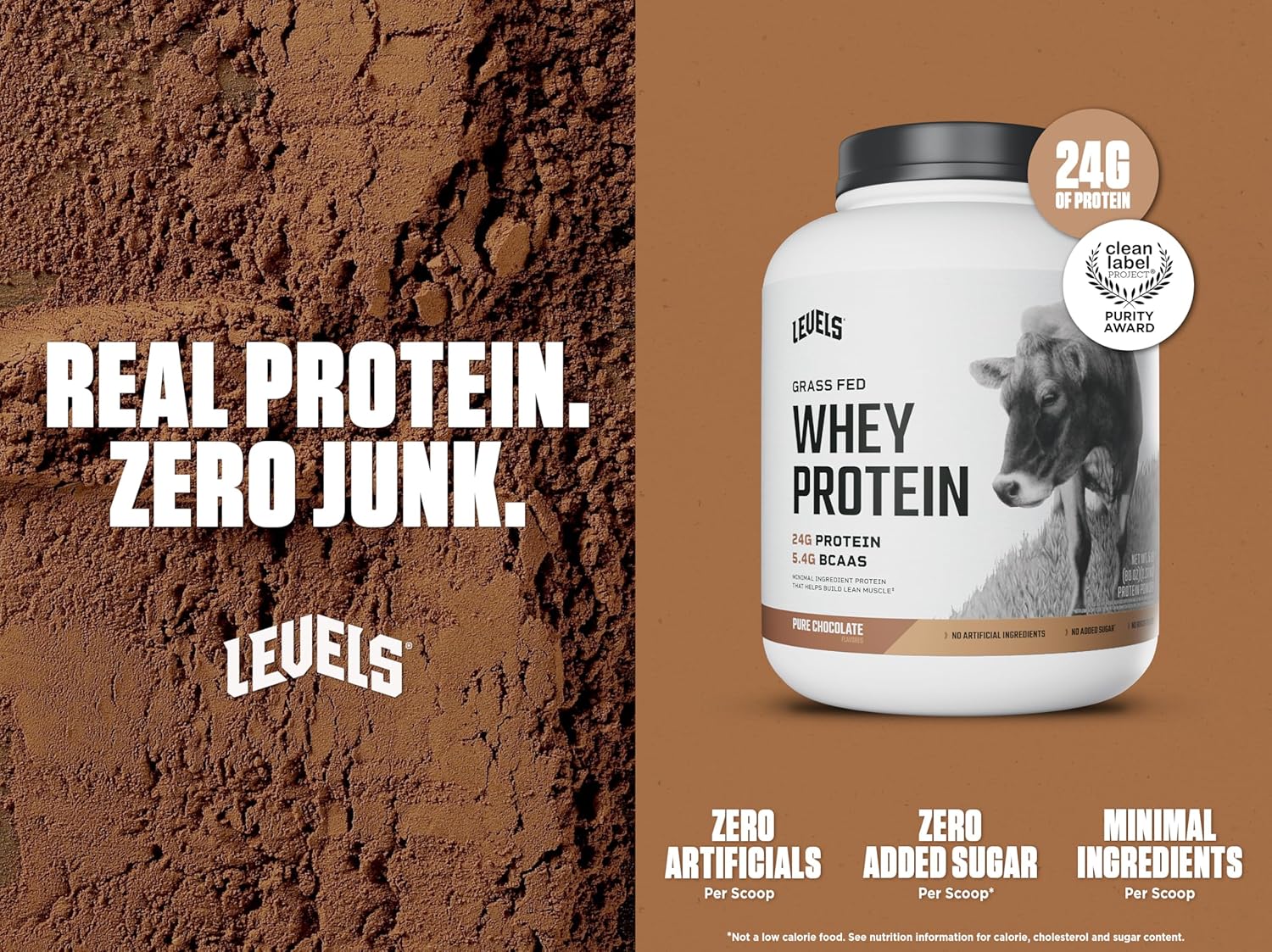 Levels Grass Fed Whey Protein Powder, High-Quality Protein Source with No Artifi...
