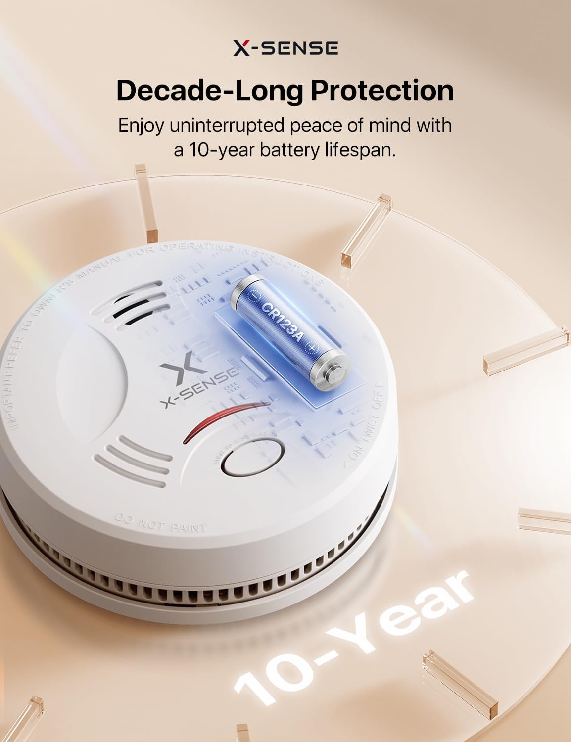 X-Sense Smoke Alarm, Reliable Fire Alarm with 10-Year Battery, Innovative Smoke...