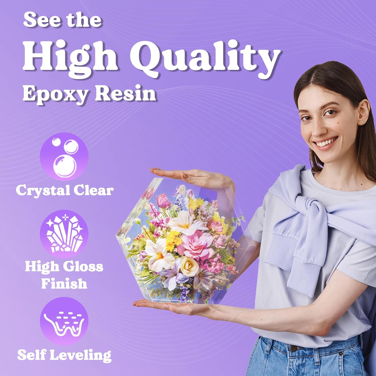 LET'S RESIN Casting Epoxy Resin Kit, 1L Crystal Clear & Bubble Free Epoxy Resin...
