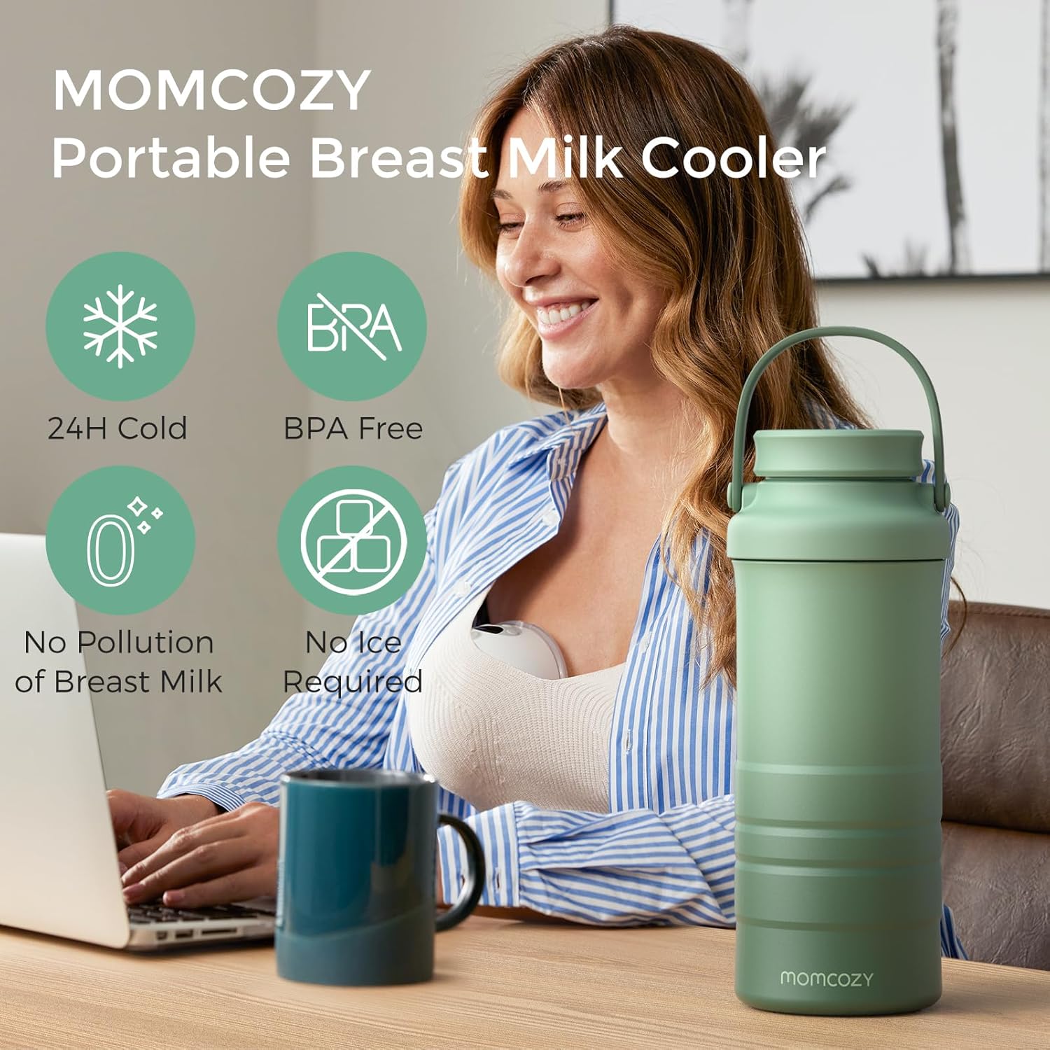 Momcozy 22oz Portable Breast Milk Cooler for Outdoor, Life Saver with 360° Total...