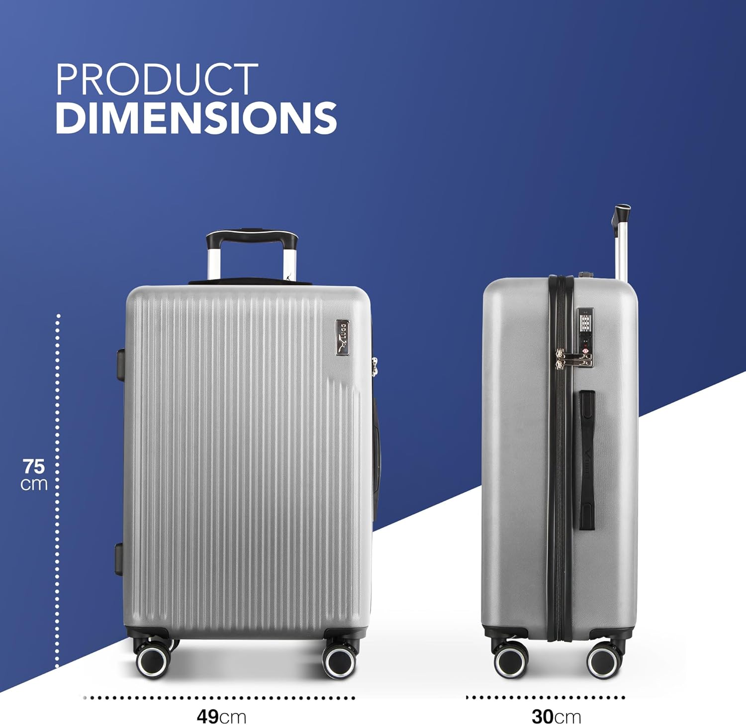 LUGG 28inch Vacay Suitcase ABS Luggage with TSA Indent Lock, Aluminium Trolley H...